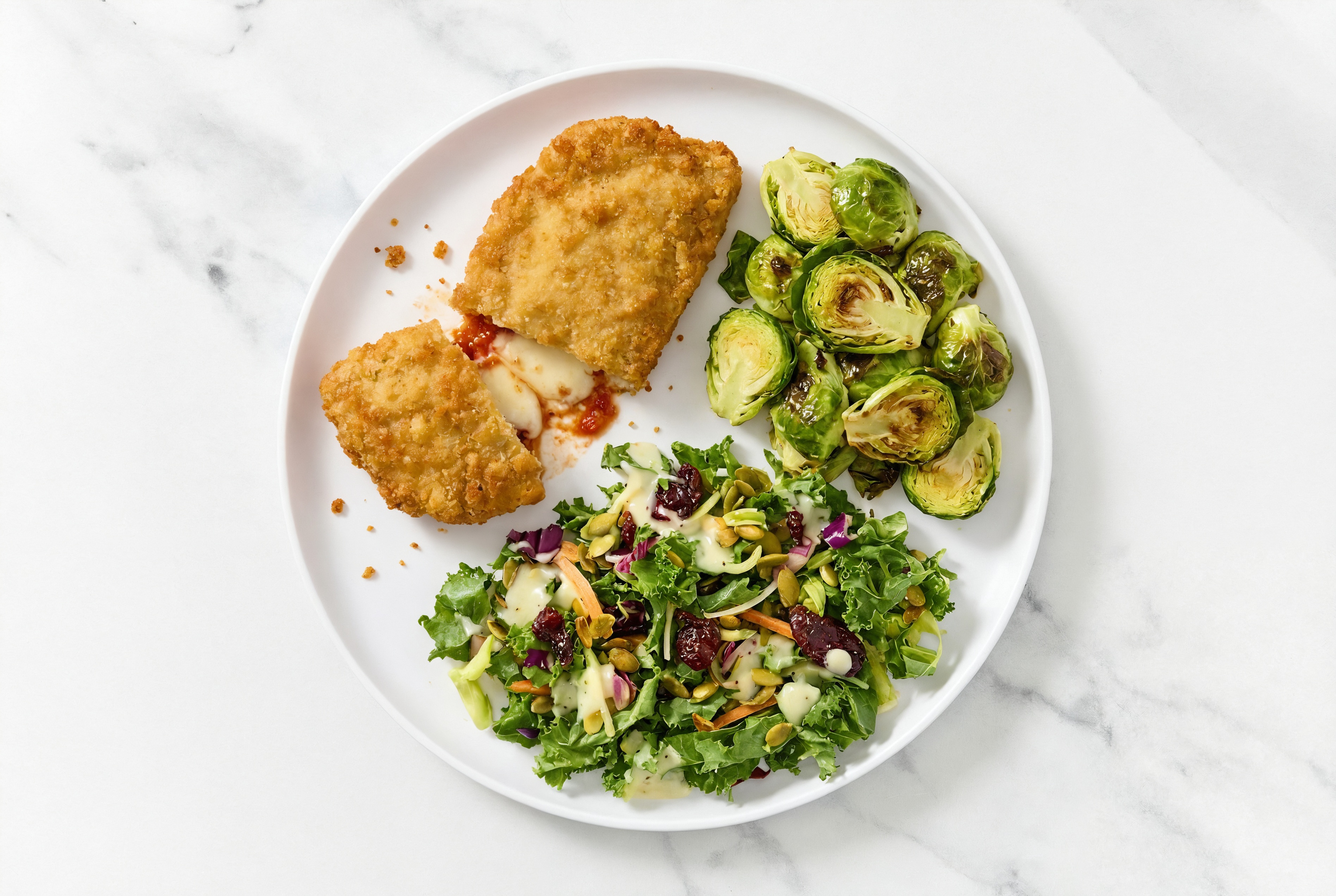"Chicken" Parm with Brussels & Kale Salad