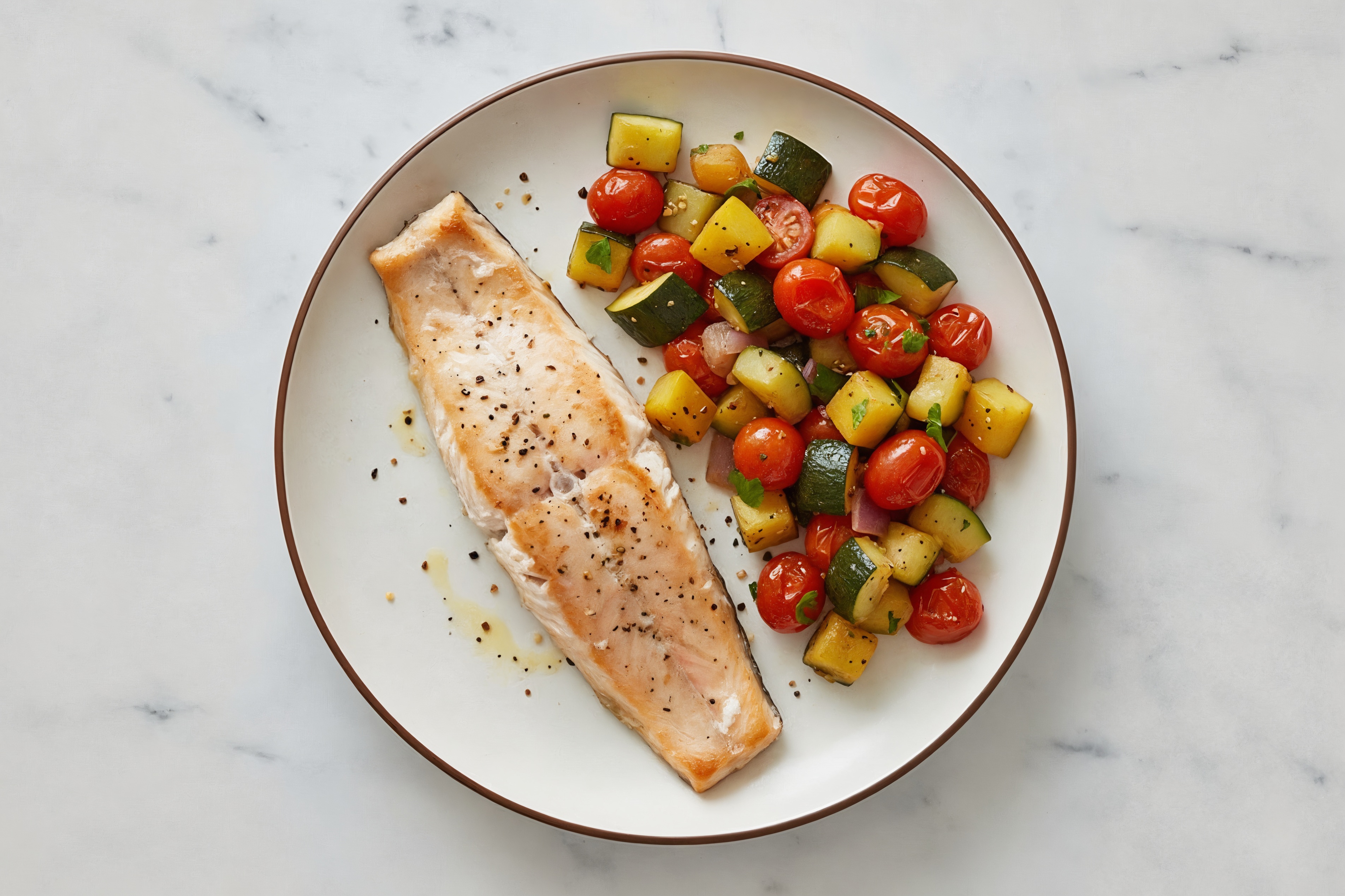 Balsamic Steelhead Trout + Squash Medley