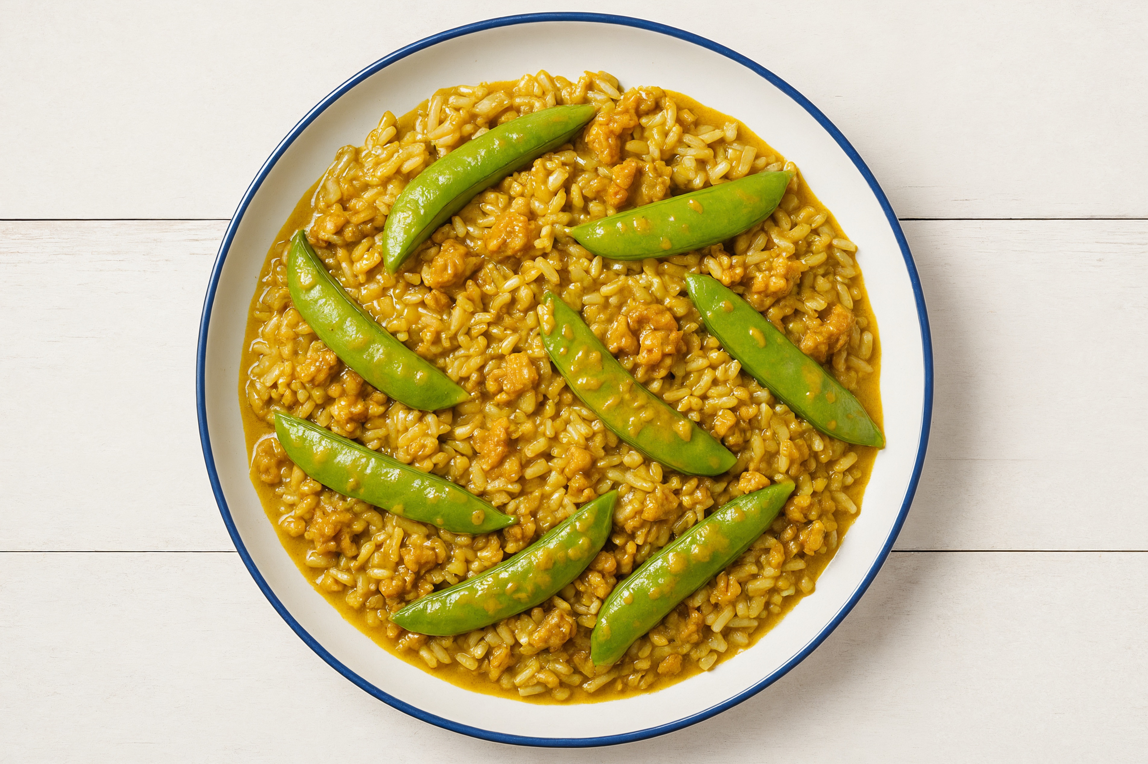 Curry Pea Snap + Ground Turkey Stir-Fry with Brown Rice