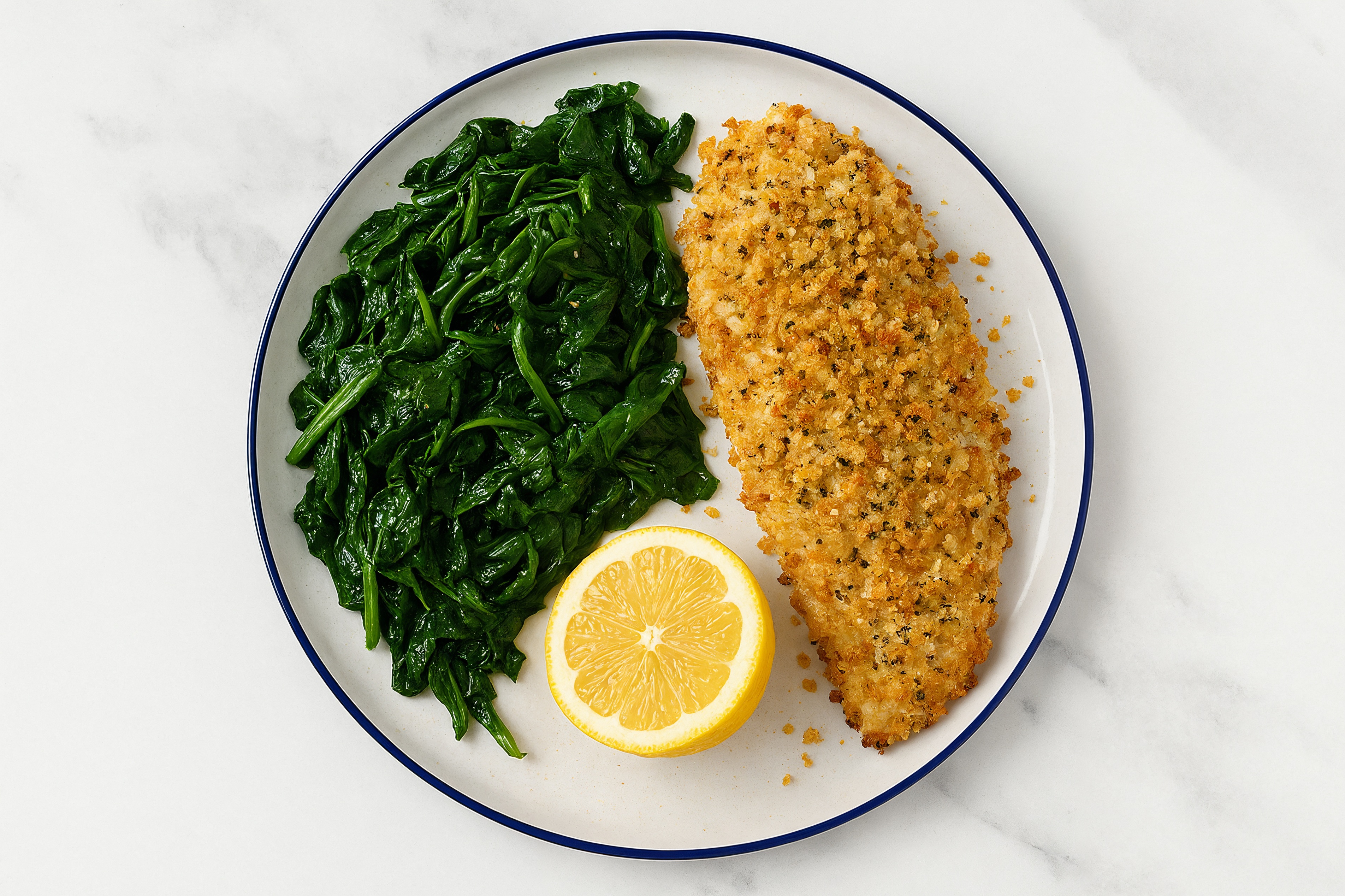  Lemony Herb Crusted Cod + Baby Spinach