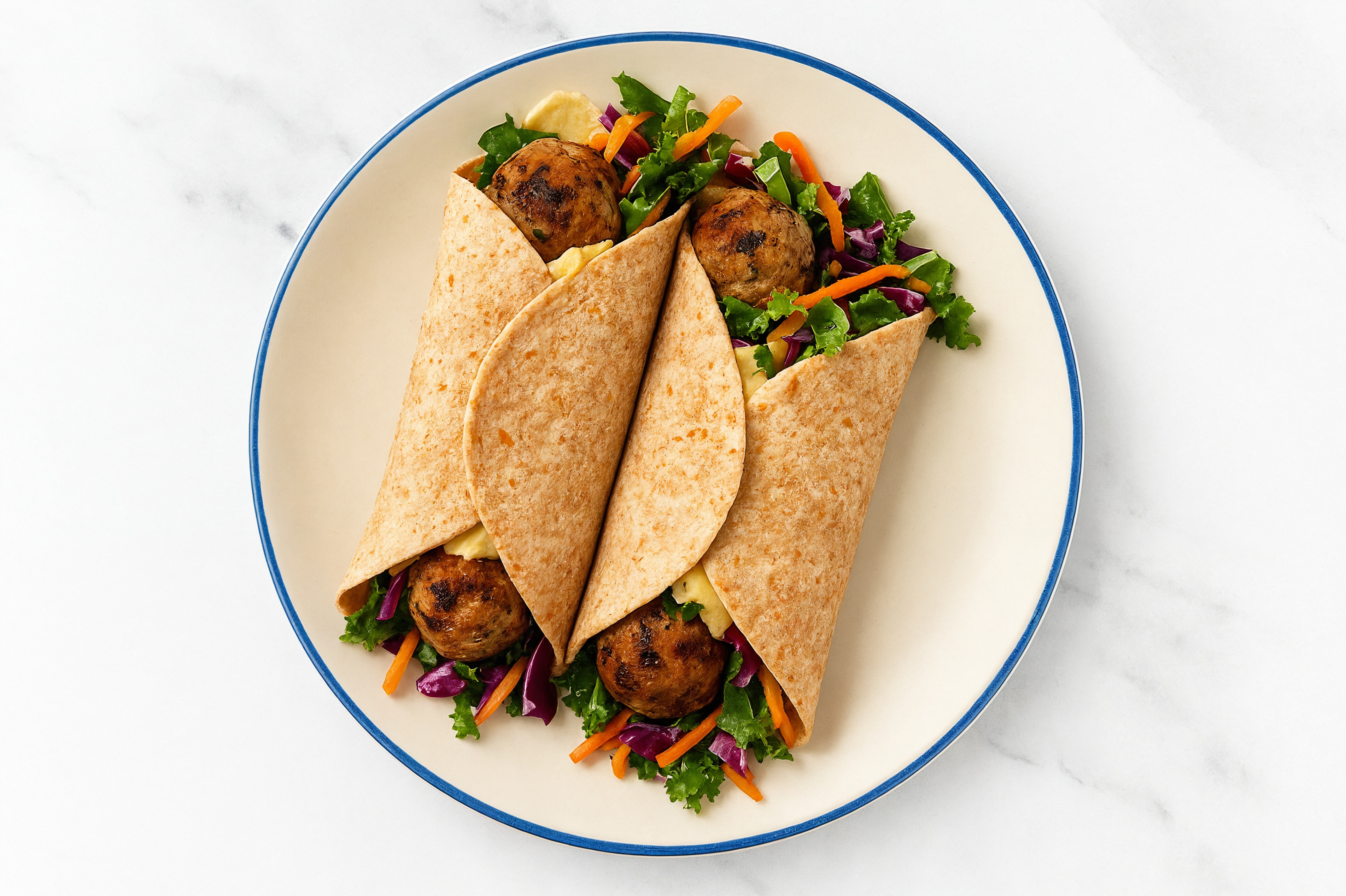 Olive Oil Sea Salt Hummus Turkey Meatball Wrap
