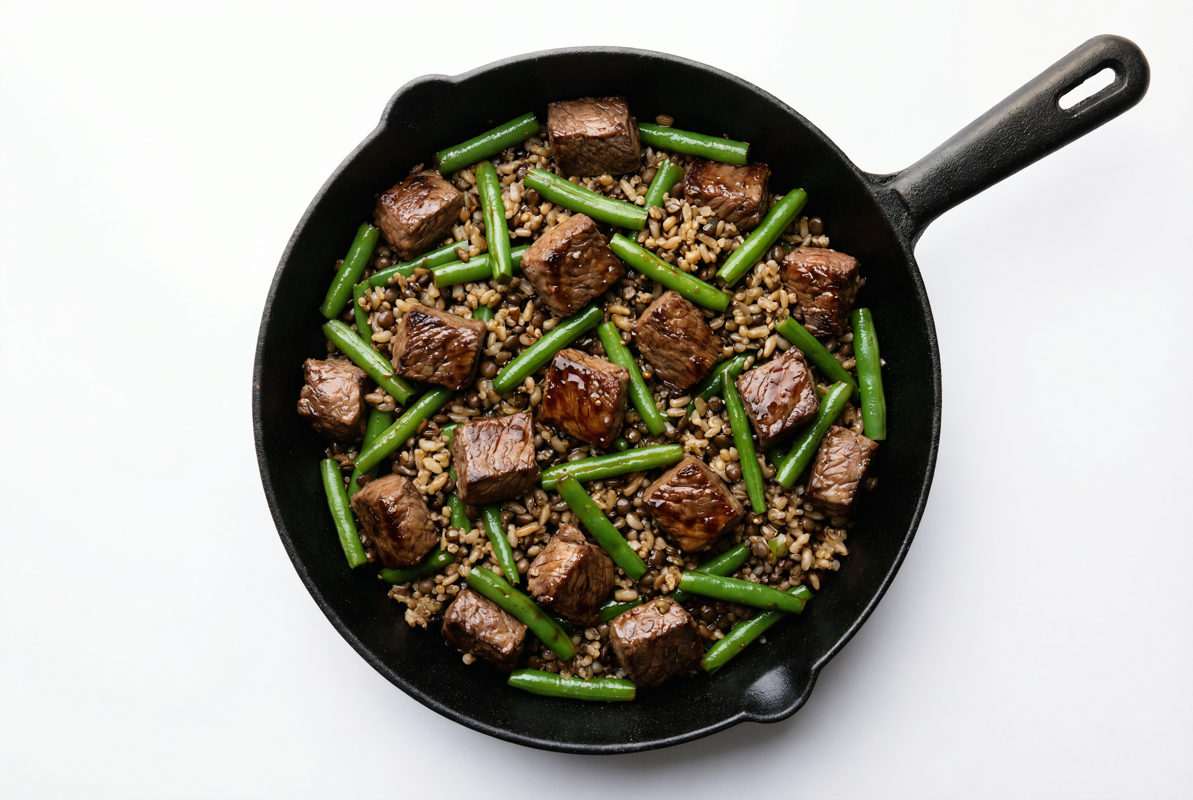 Japanese BBQ Sirloin Tip Stir-Fry with Green Beans over Quinoa