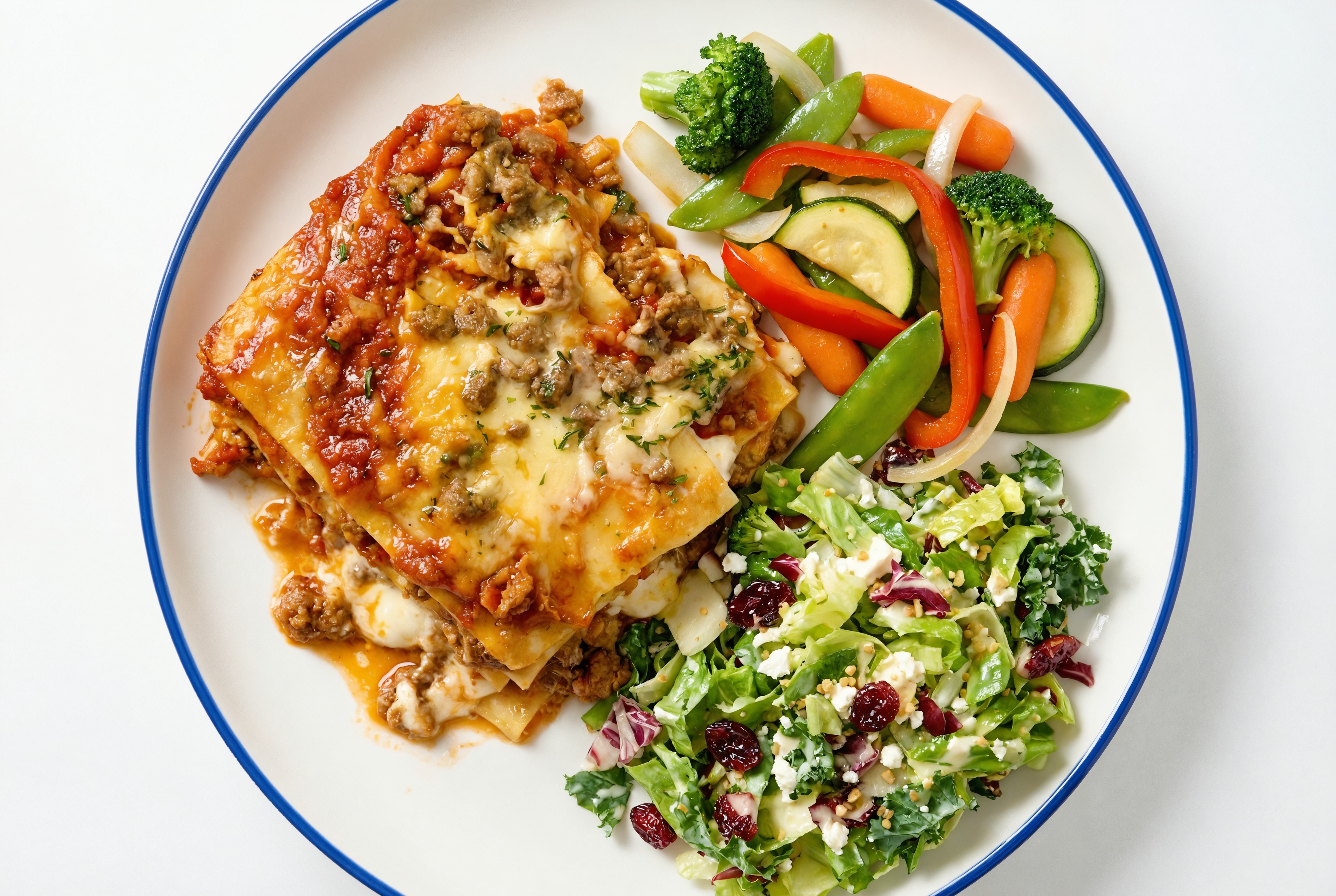 Lasagna Bolognese with Mixed Veggies + Chopped Salad