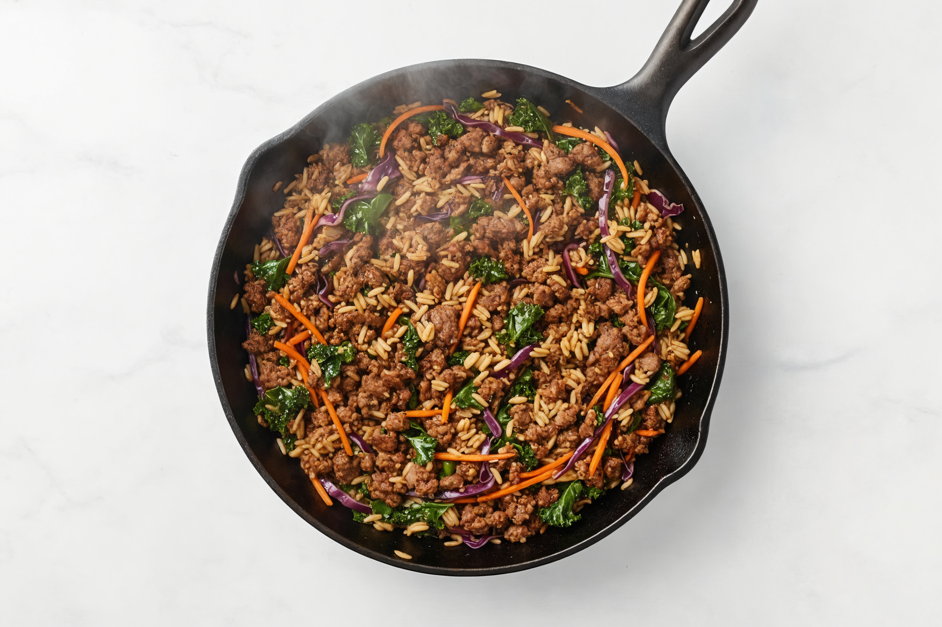 Teriyaki Rainbow Veggie + Ground Bison Stir-Fry with Long Grain White Rice
