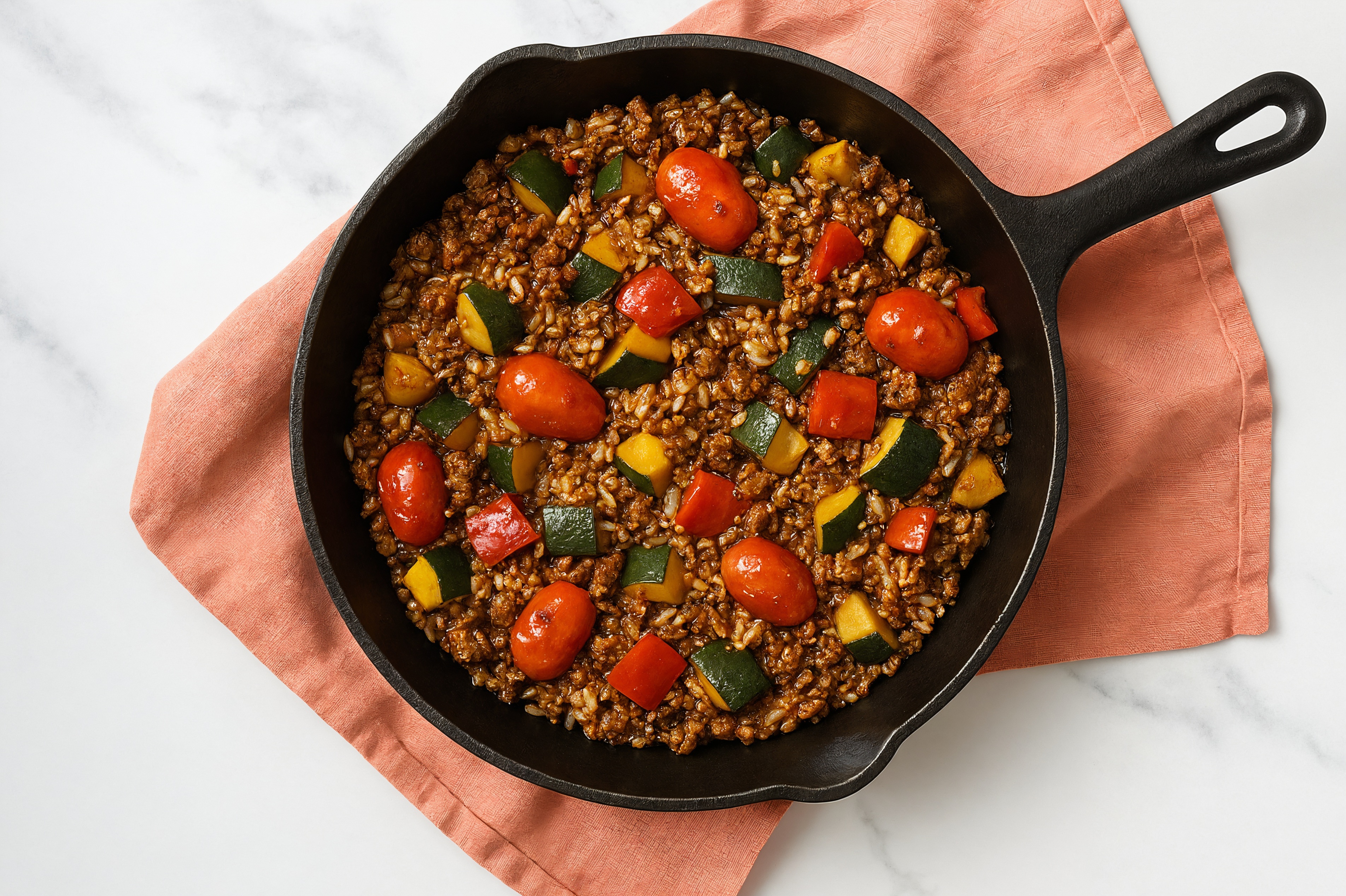 Japanese Bbq Squash + Ground Bison Stir-Fry with Long Grain White Rice