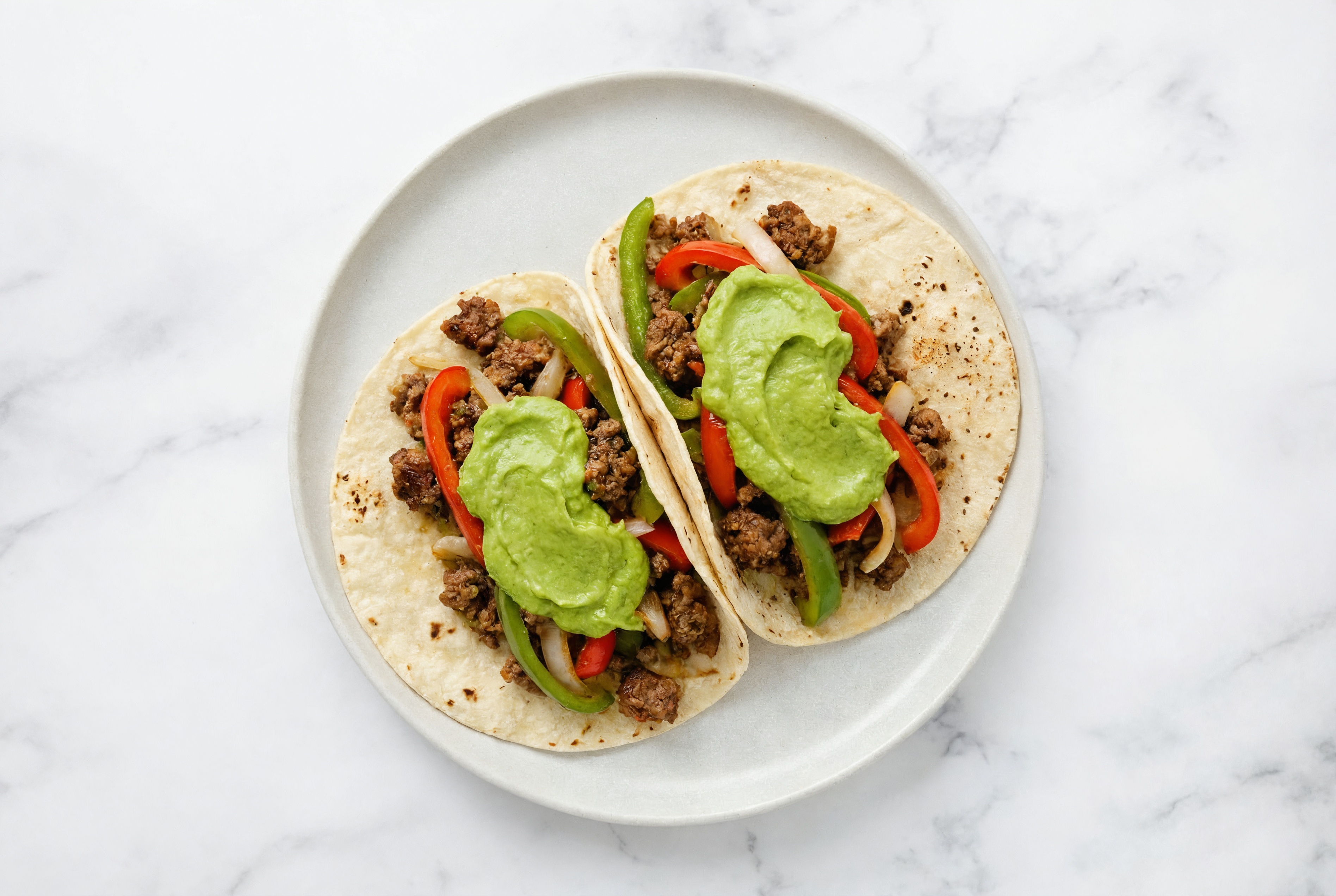 Mexican-Style Ground Beef + Fajita Veggie Tacos