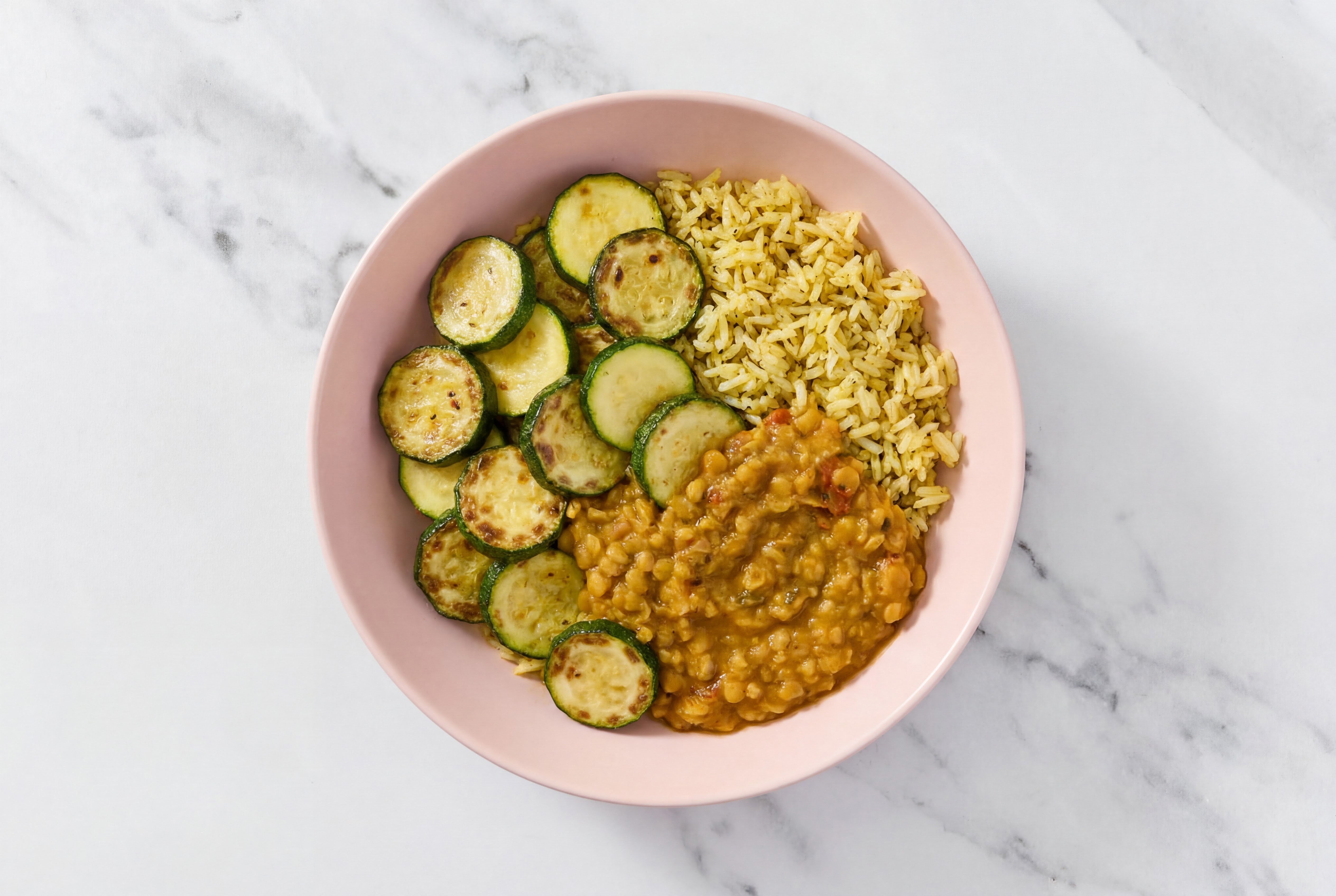 Yellow Lentil Dal + Zucchini over Jasmine Rice
