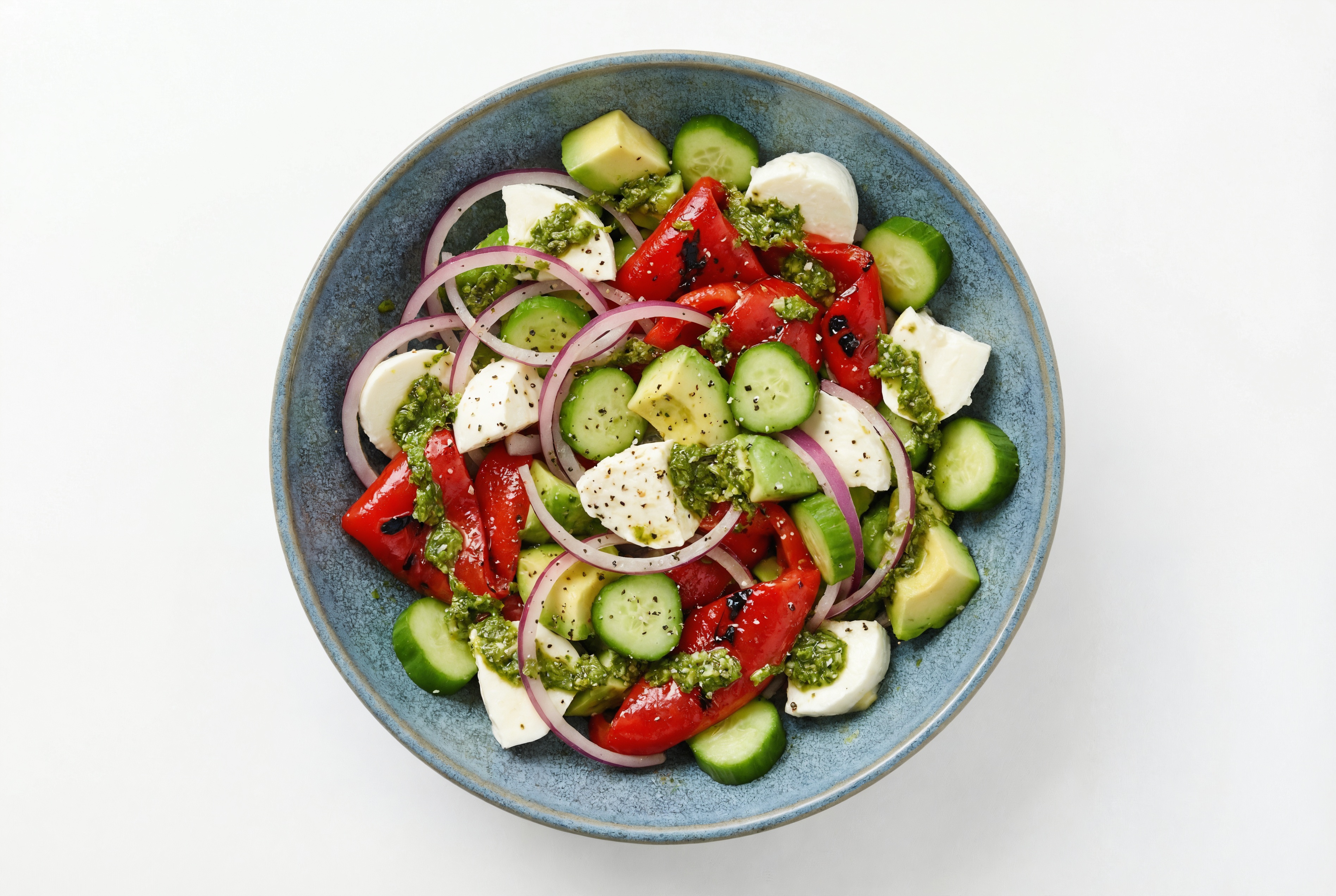 Herby Avocado + Fresh Mozzarella Chopped Salad with Classic Chimichurri