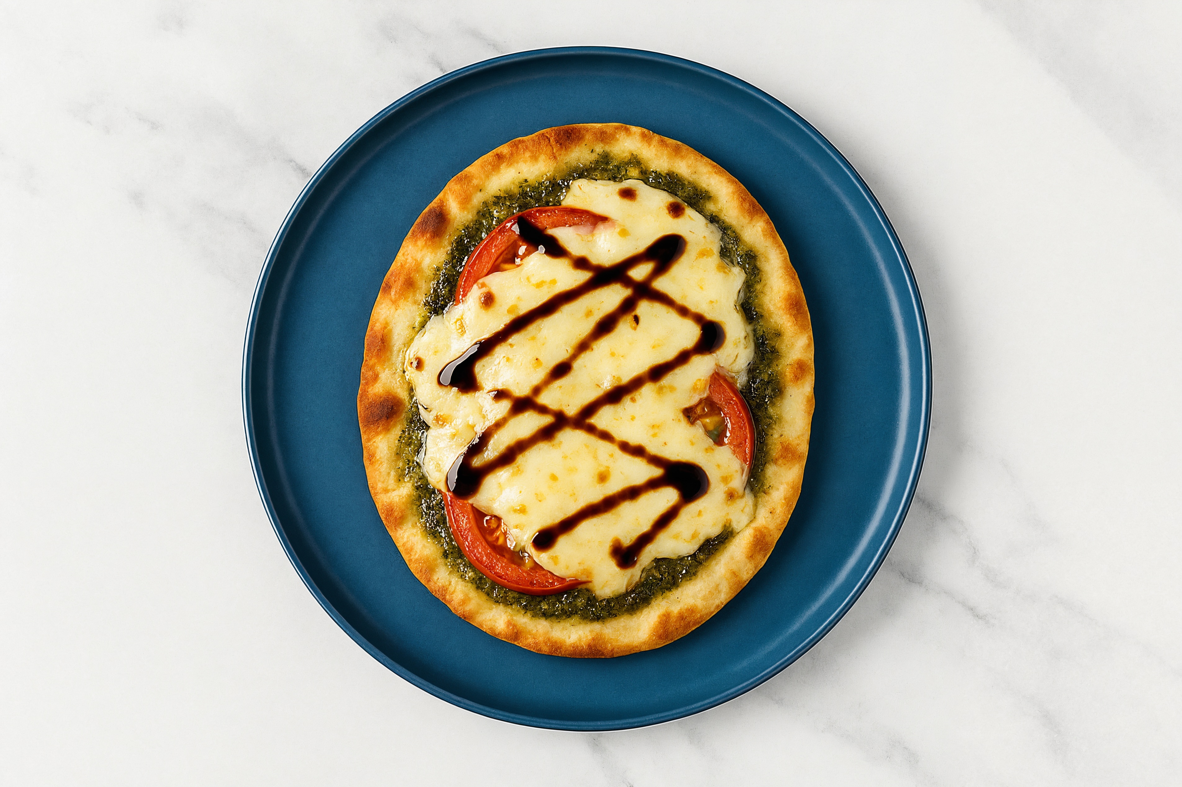 Air Fryer Tomato, Pesto + Balsamic Pizza with Mozzarella Bar