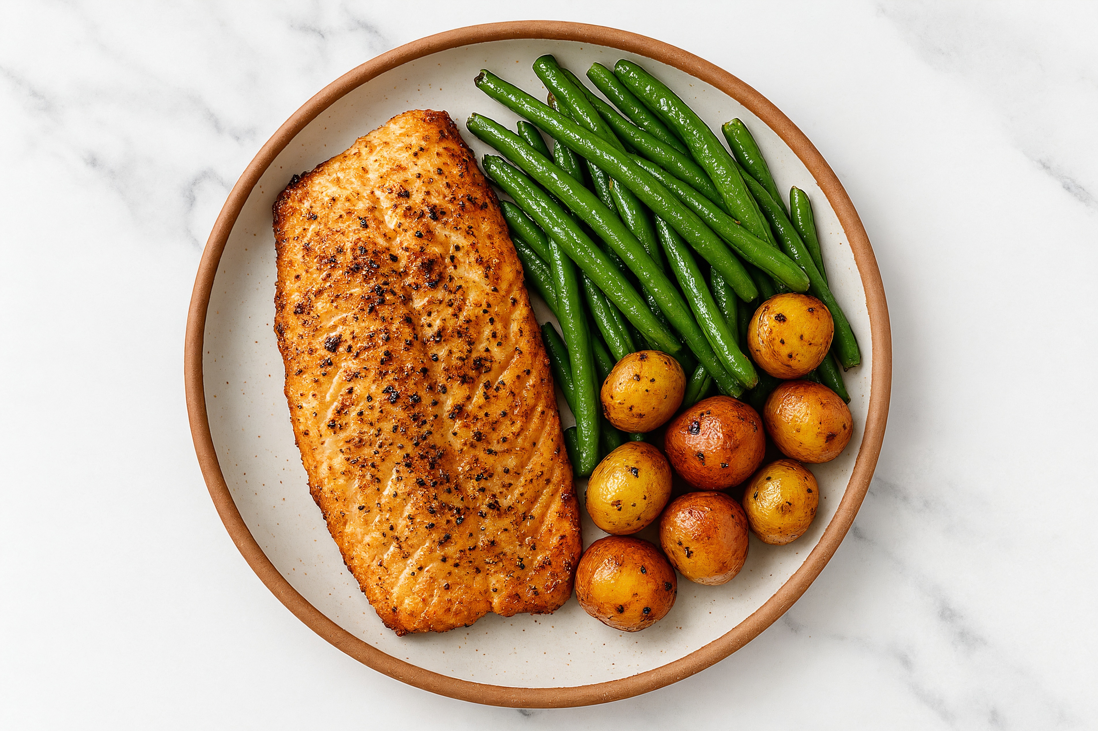 Garlic Oven Roasted Steelhead Trout with Baby Potatoes