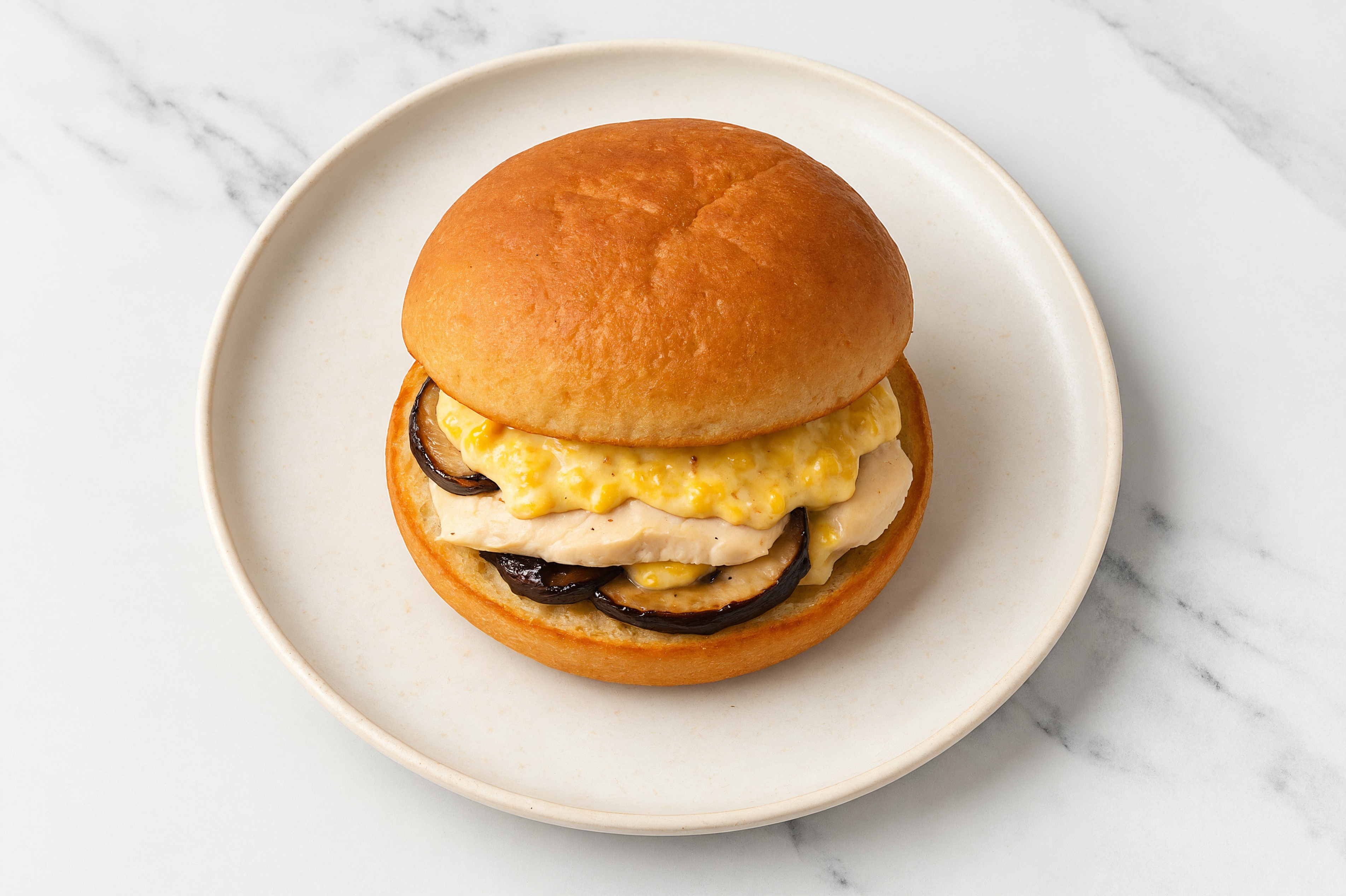 Street Corn Roasted Chicken Sandwich with Portabellas on Gluten-Free Buns