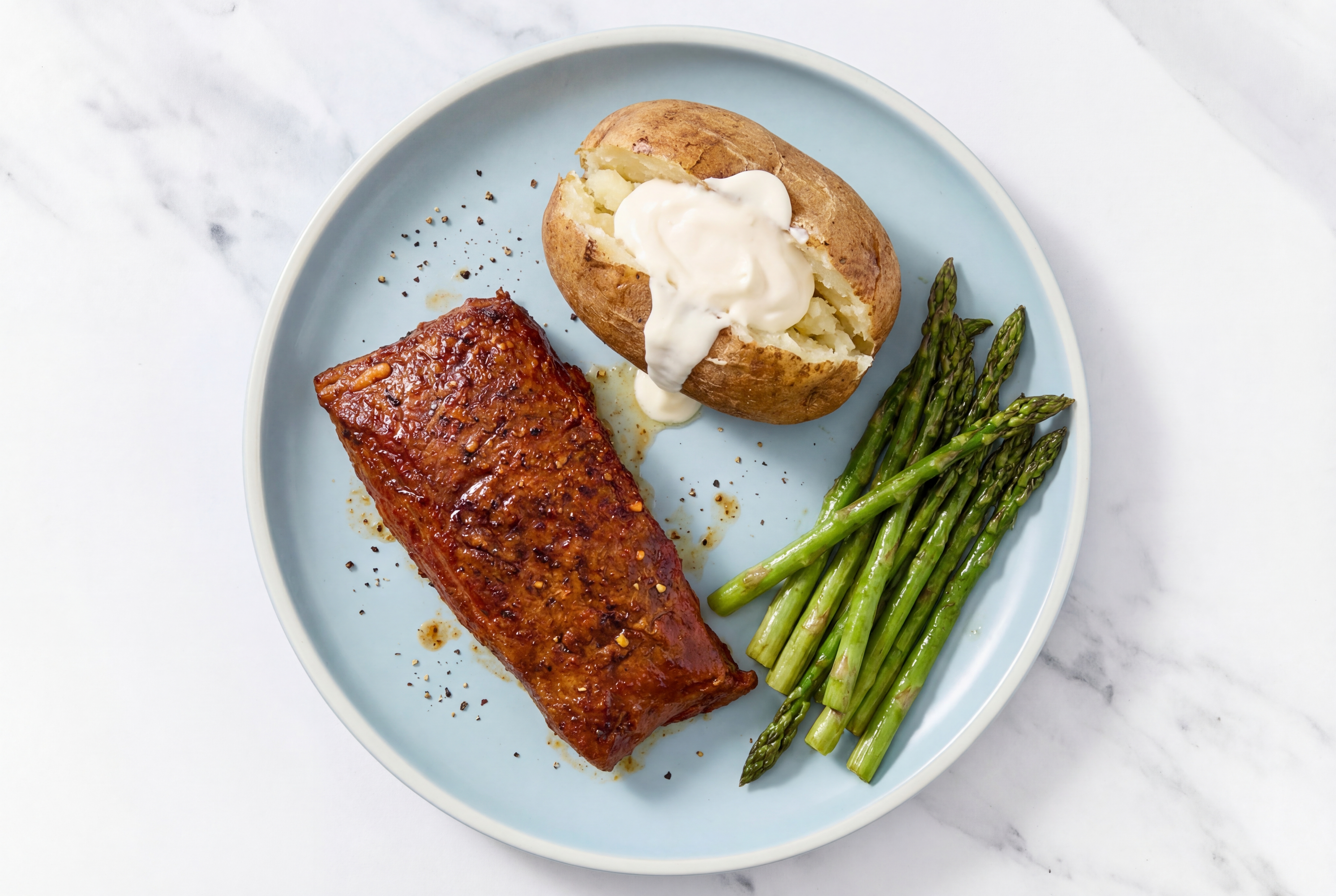 Steakhouse-Style Beef Adobo Marinated Flank Steak + Baked Potato