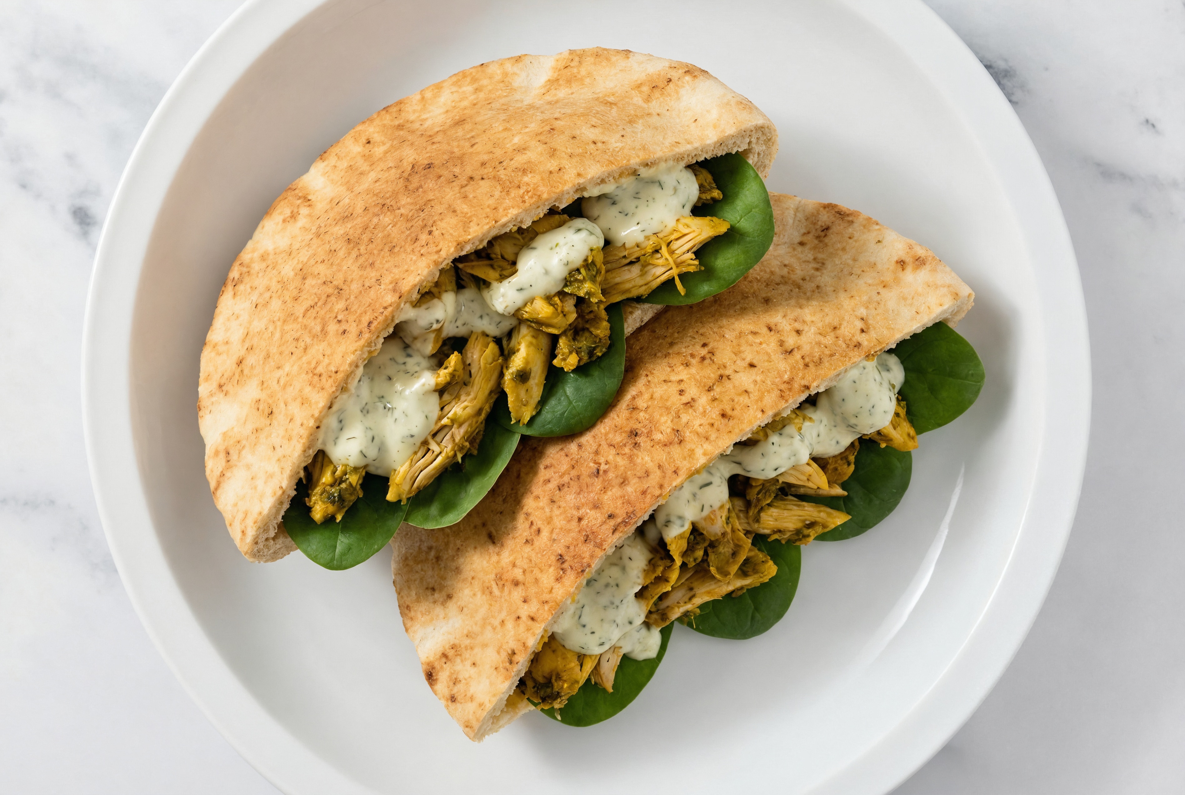 Creamy Dill Shawarma Chicken Traditional Pita