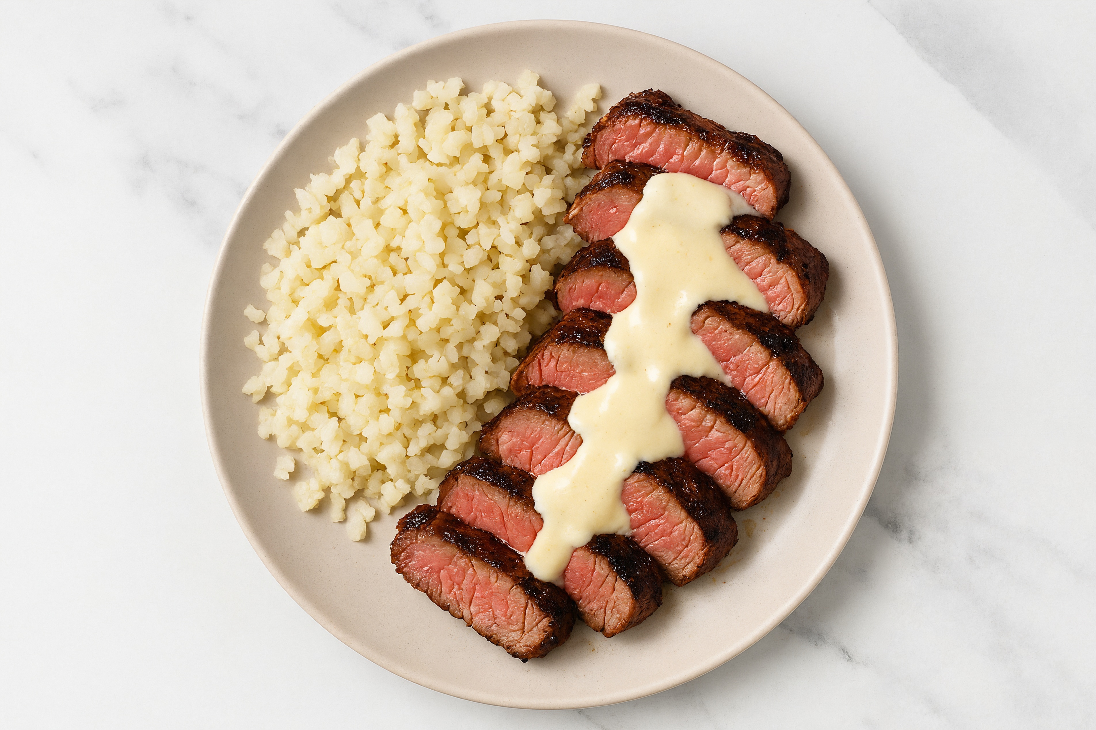 Grain Free Creamy Ribeye + Cauliflower Rice Bowl