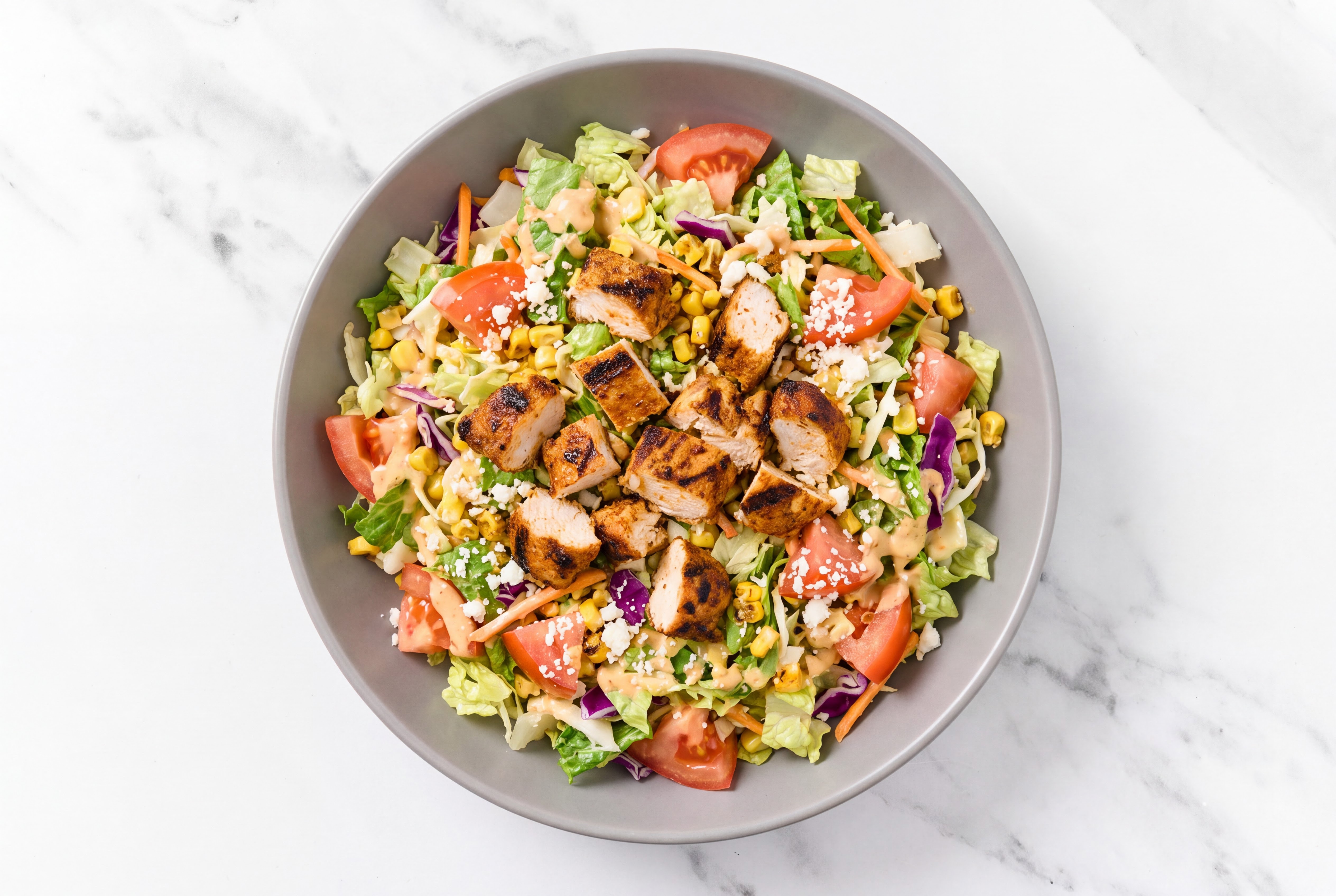 Blackened Chicken + Tomato Street Corn Salad