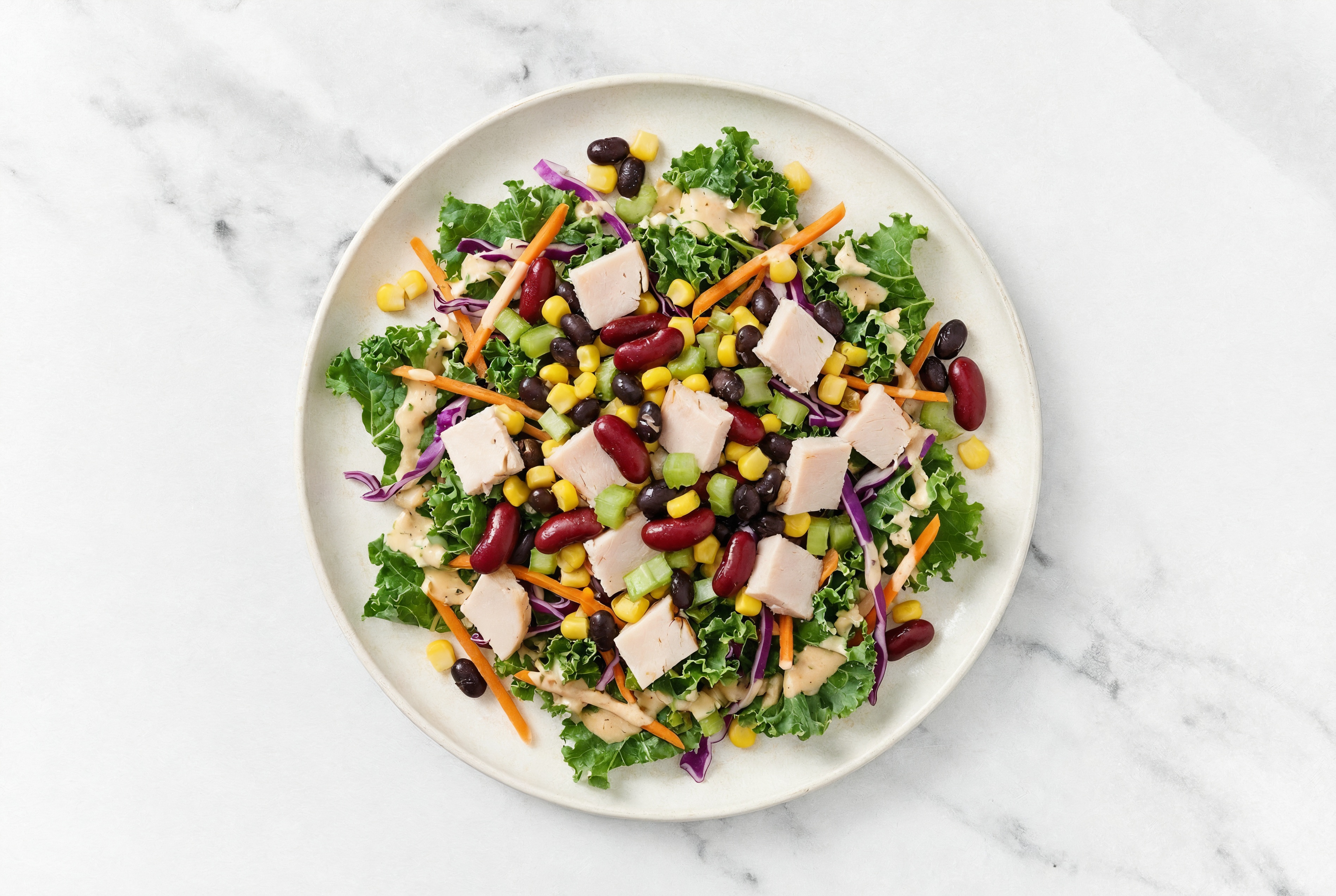 Buffalo Ranch Kale Salad with Turkey Oven Roasted Breast & Black Beans