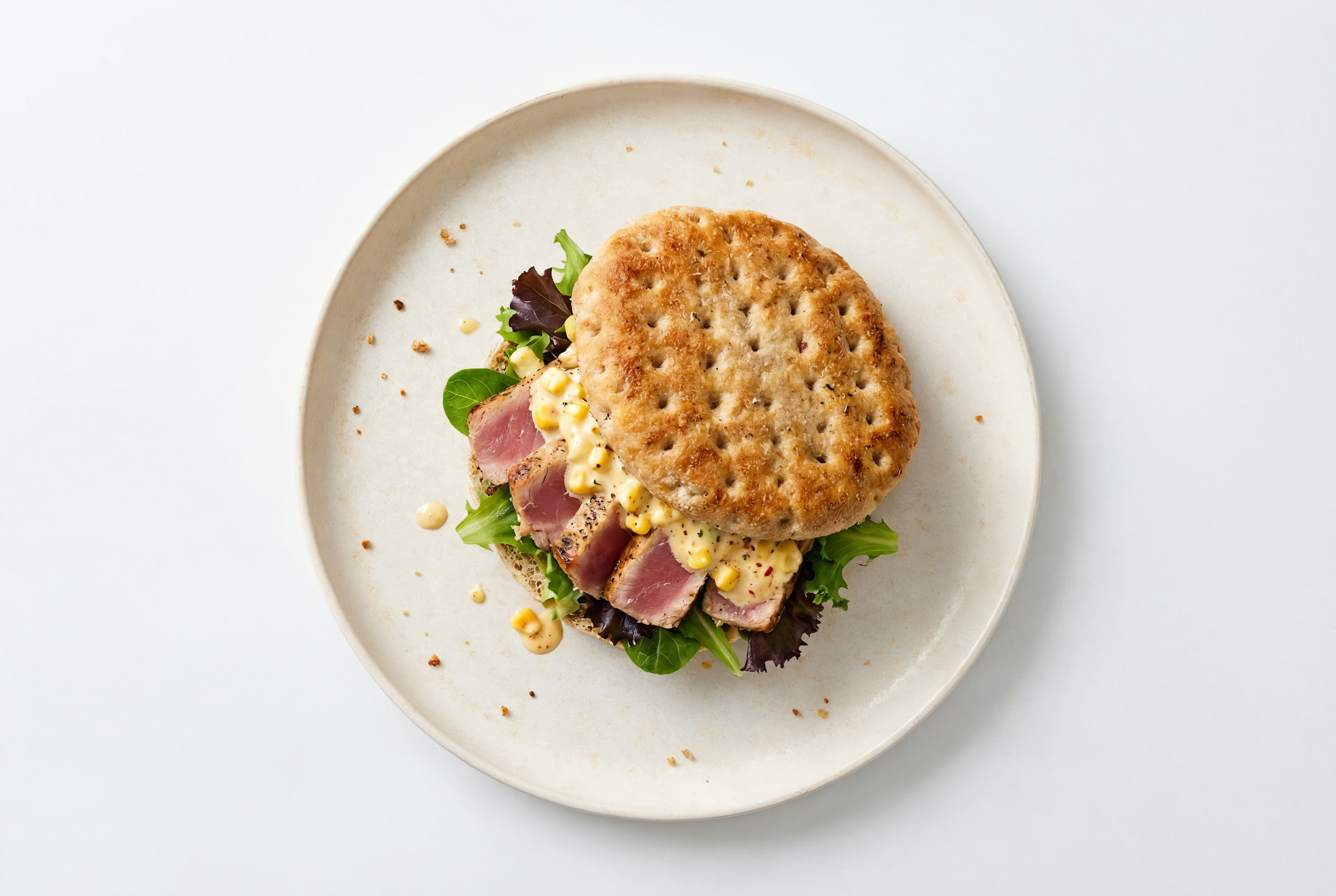 Street Corn Tuna Sandwich on Multigrain with Spring Mix