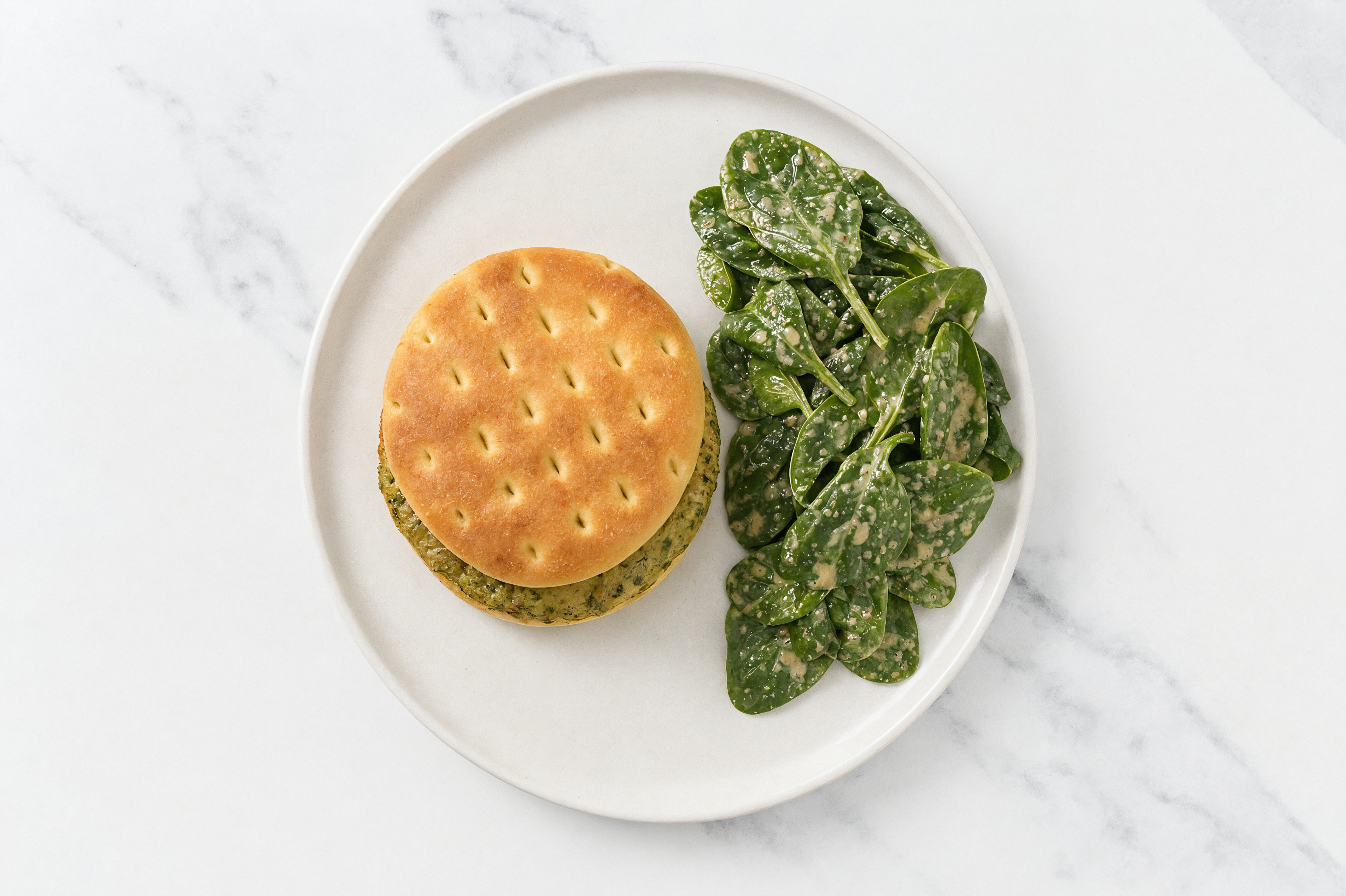 Herby Feta Turkey Burger + Side Caesar Salad with Baby Spinach