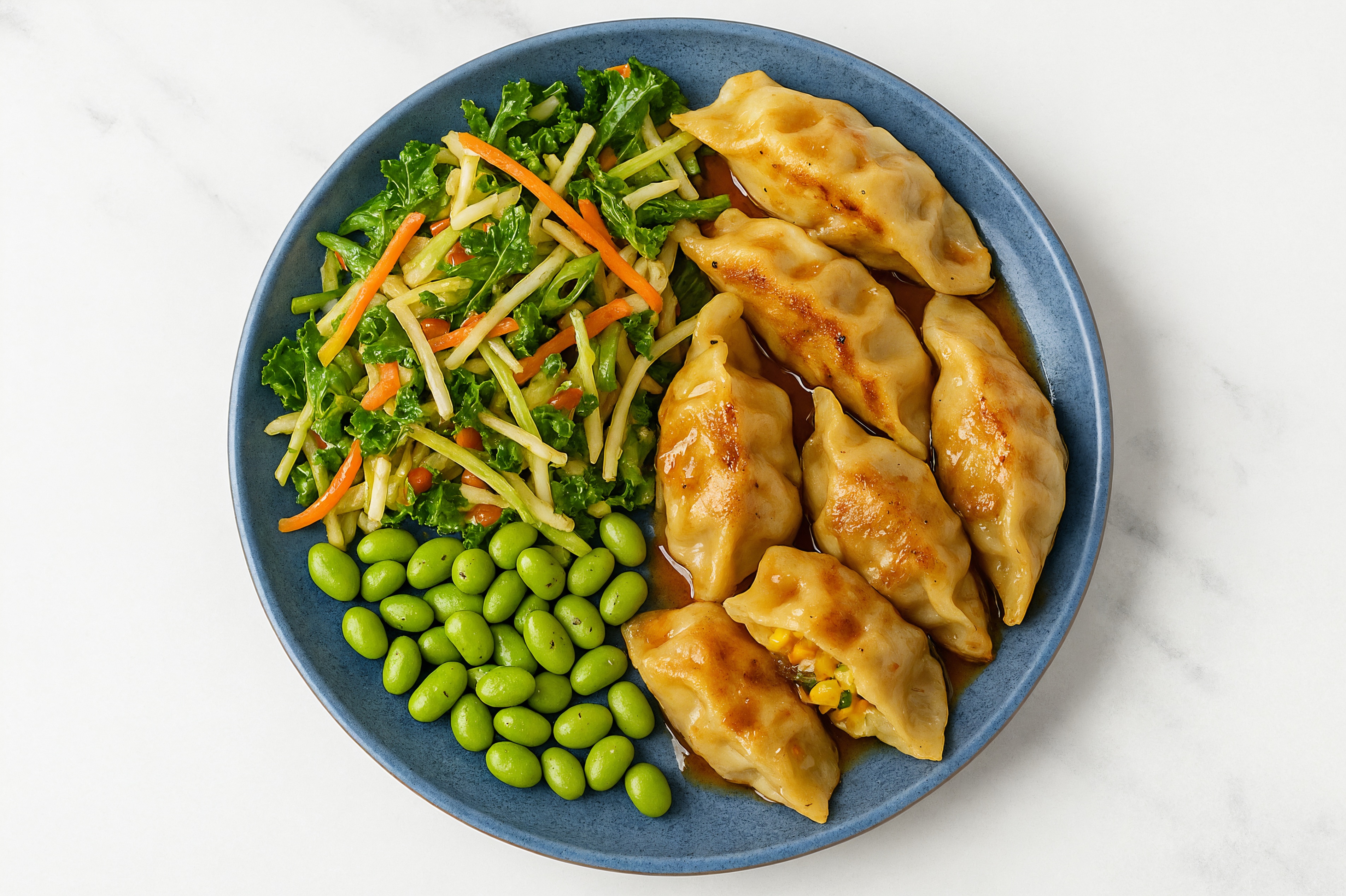 Fried Dumpling + Sweet Chili Slaw Veggie Bowl