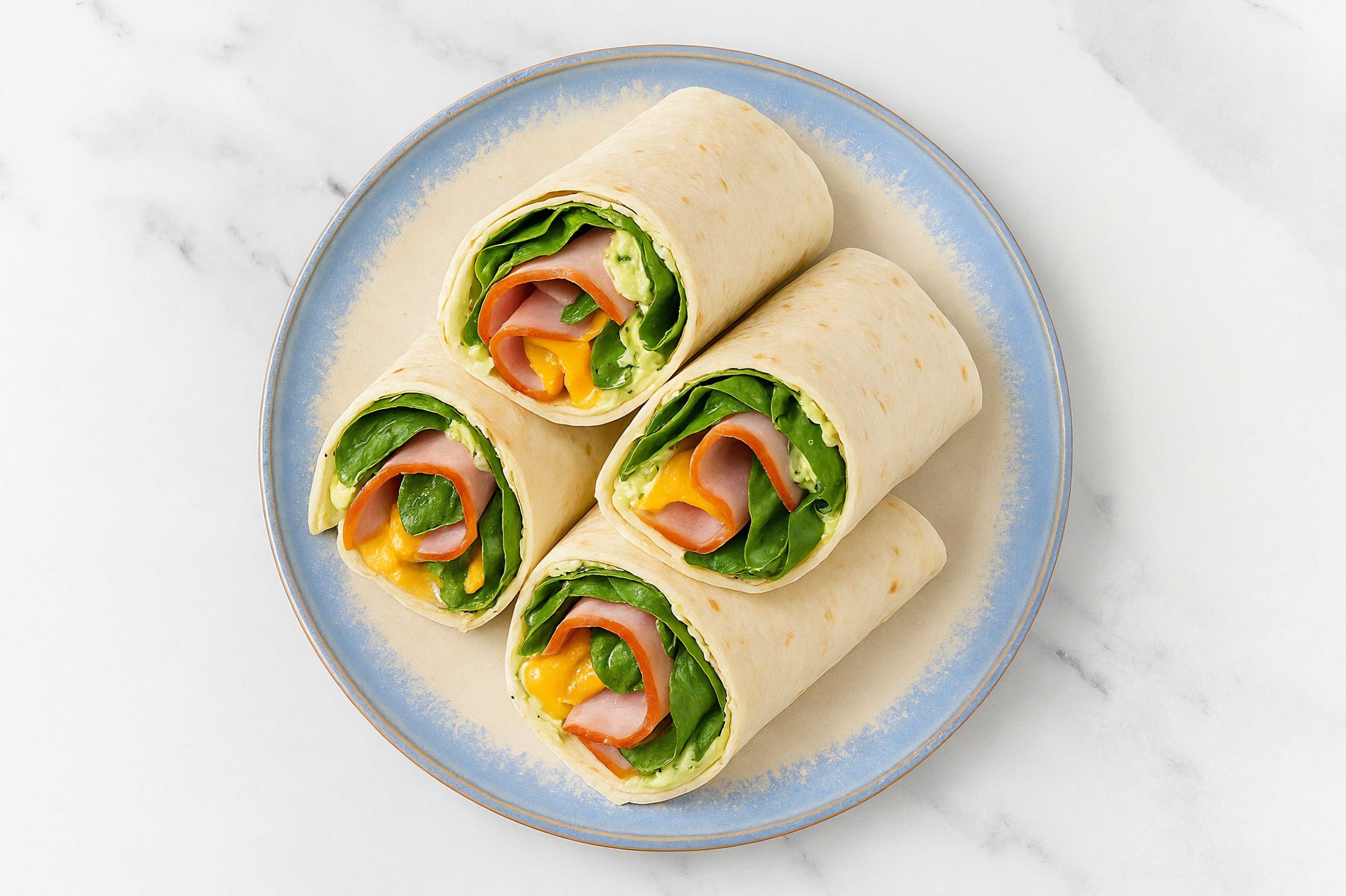Jalapeño Honey Ham + Cheddar Wraps with Spinach