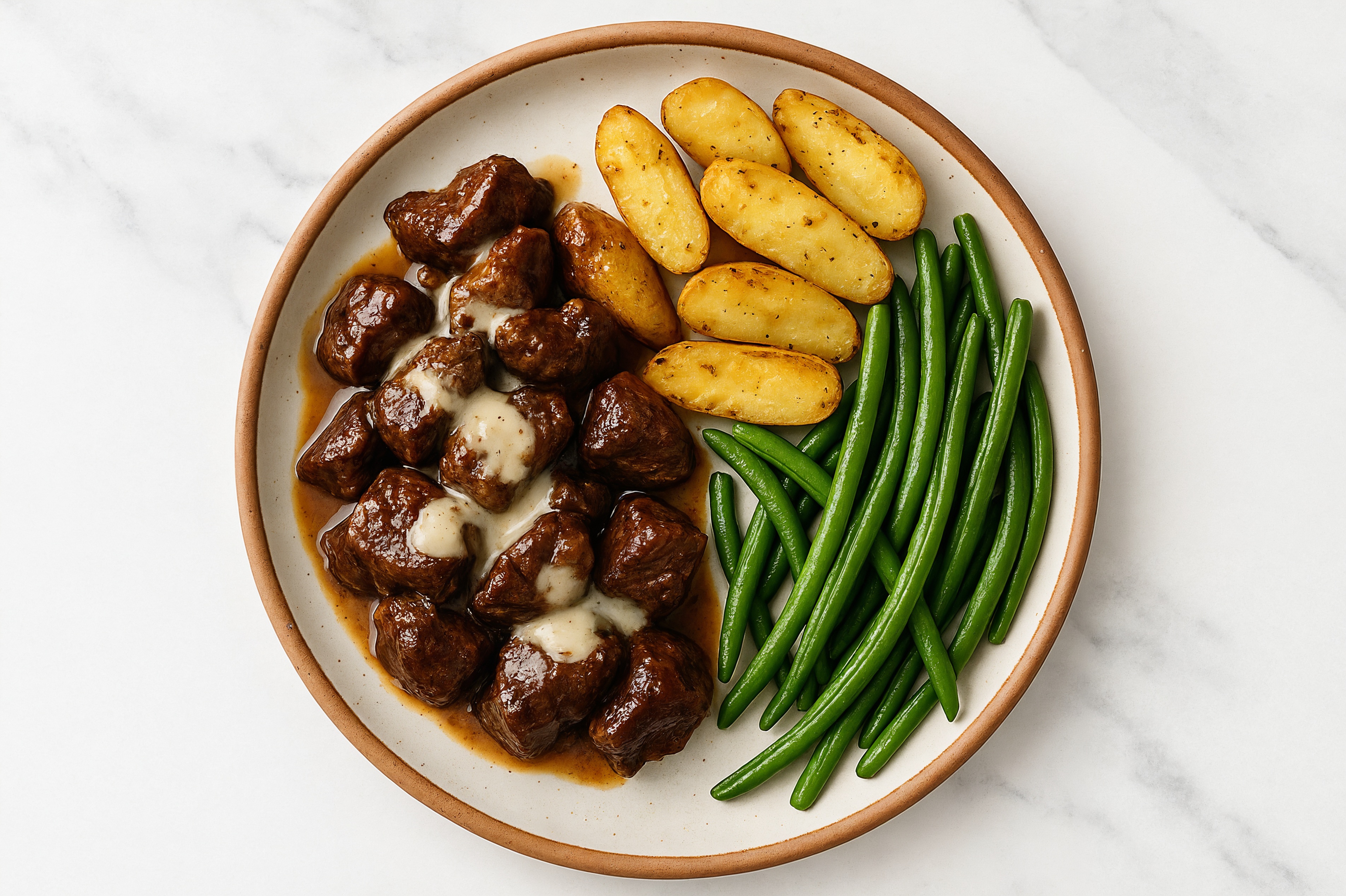 Tzatziki Seared Lamb with Fingerling Potatoes & Green Beans