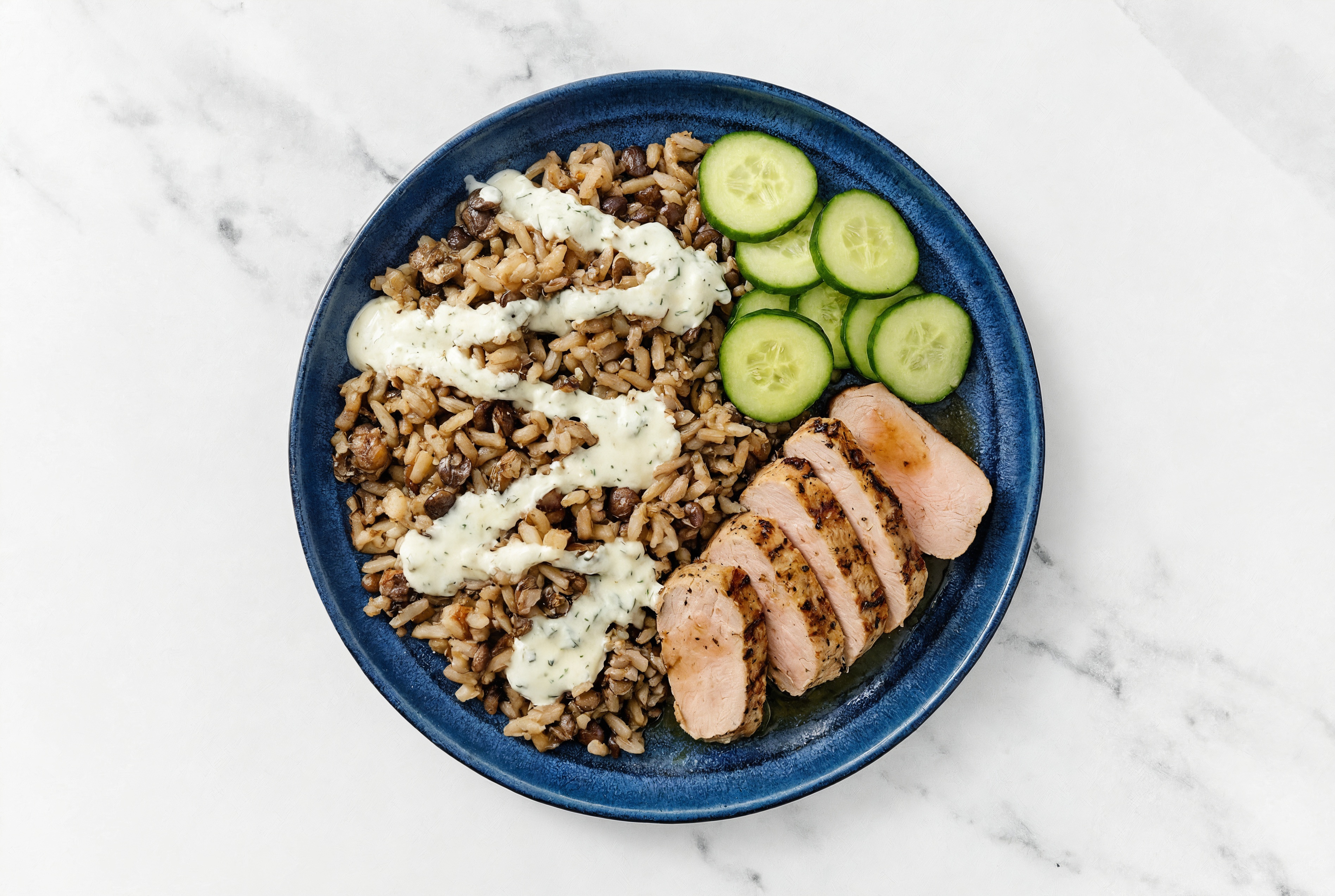 Easiest Tzatziki Pork Tenderloin + Lentil Bowl