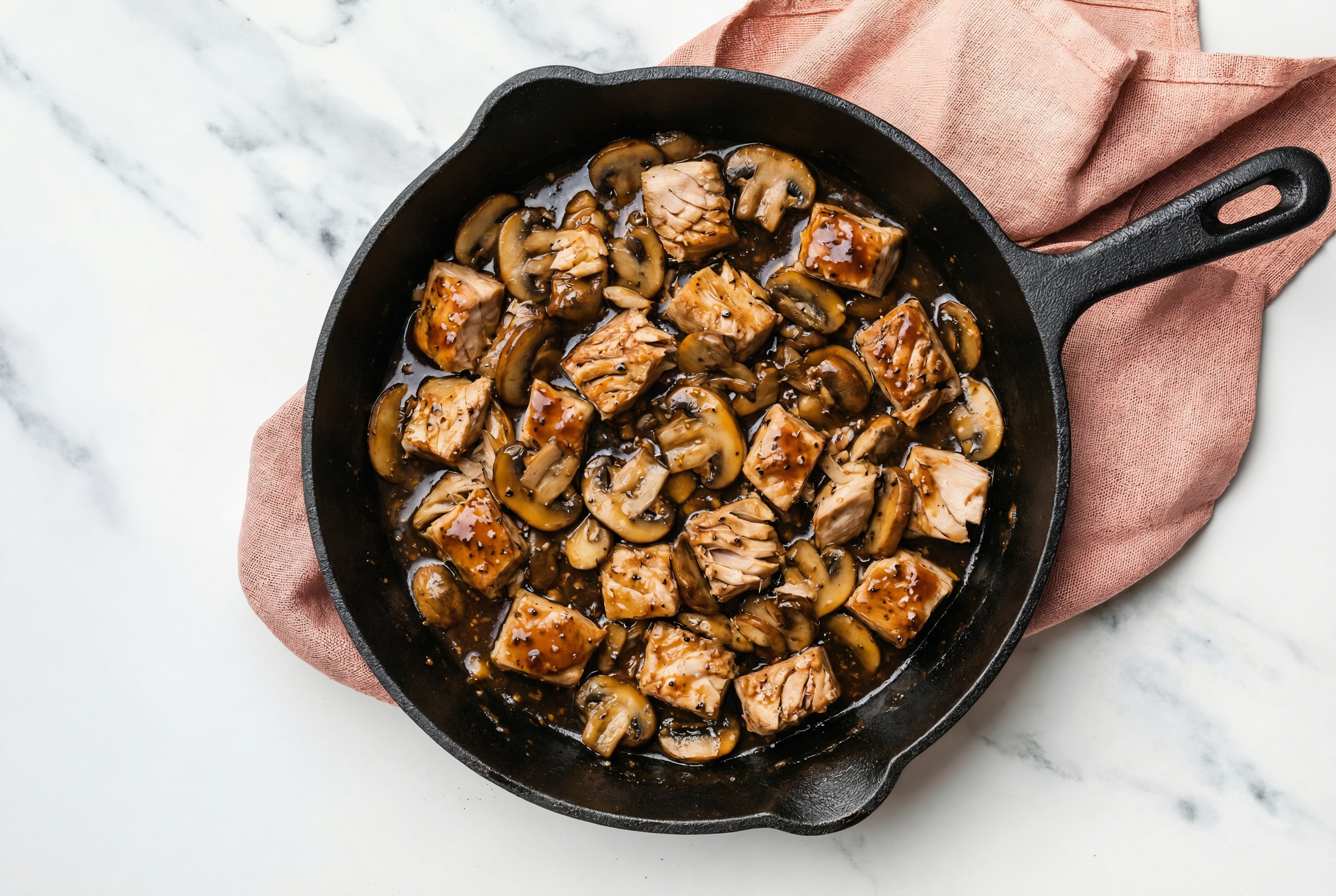 Tangy Pepper Albacore Tuna Stir-Fry with Mushrooms