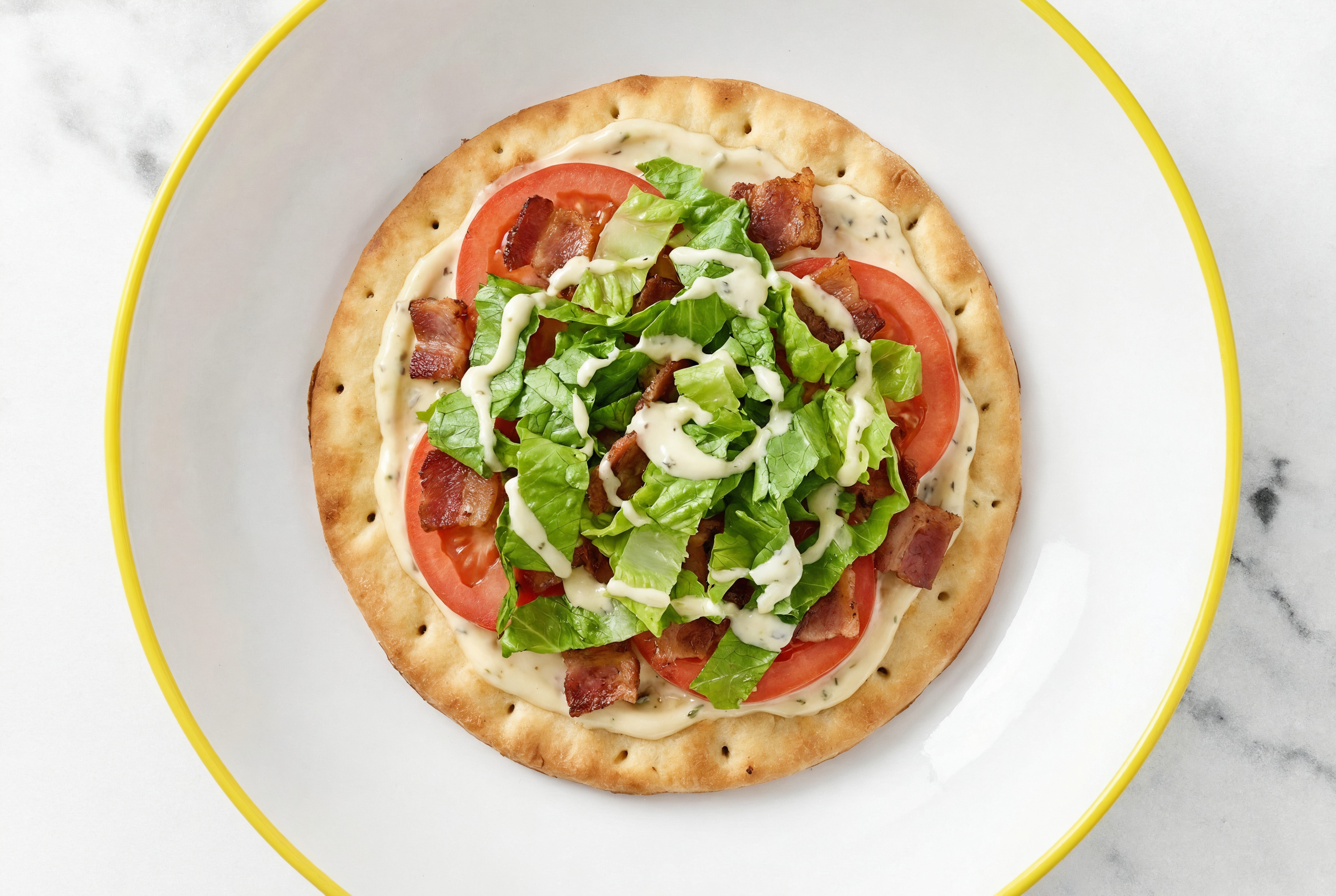 Hearty Garlicky BLT Flatbread with Applewood Smoked Pork Bacon