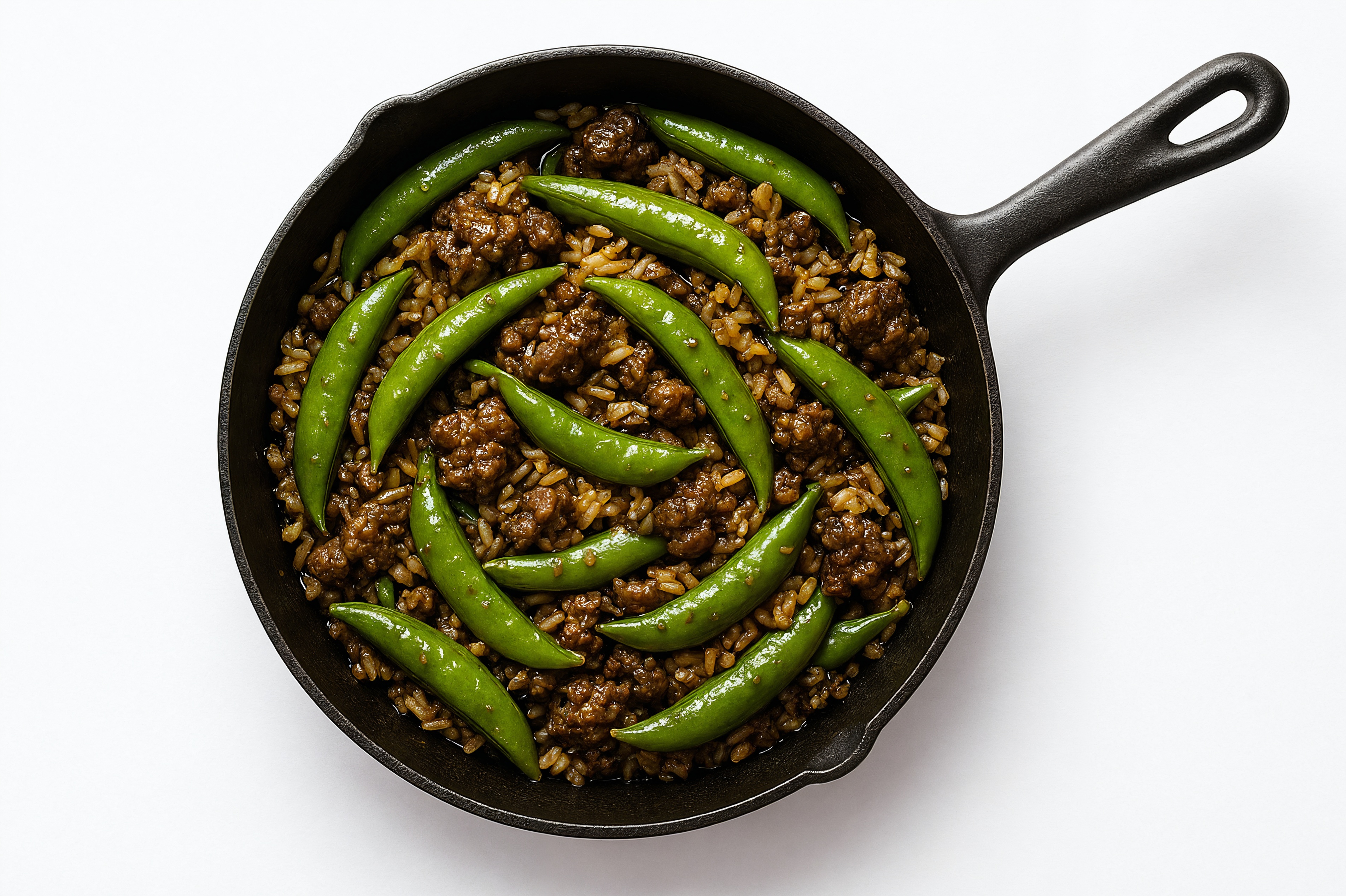 Teriyaki Pea Snap + Ground Bison Stir-Fry with Brown Rice
