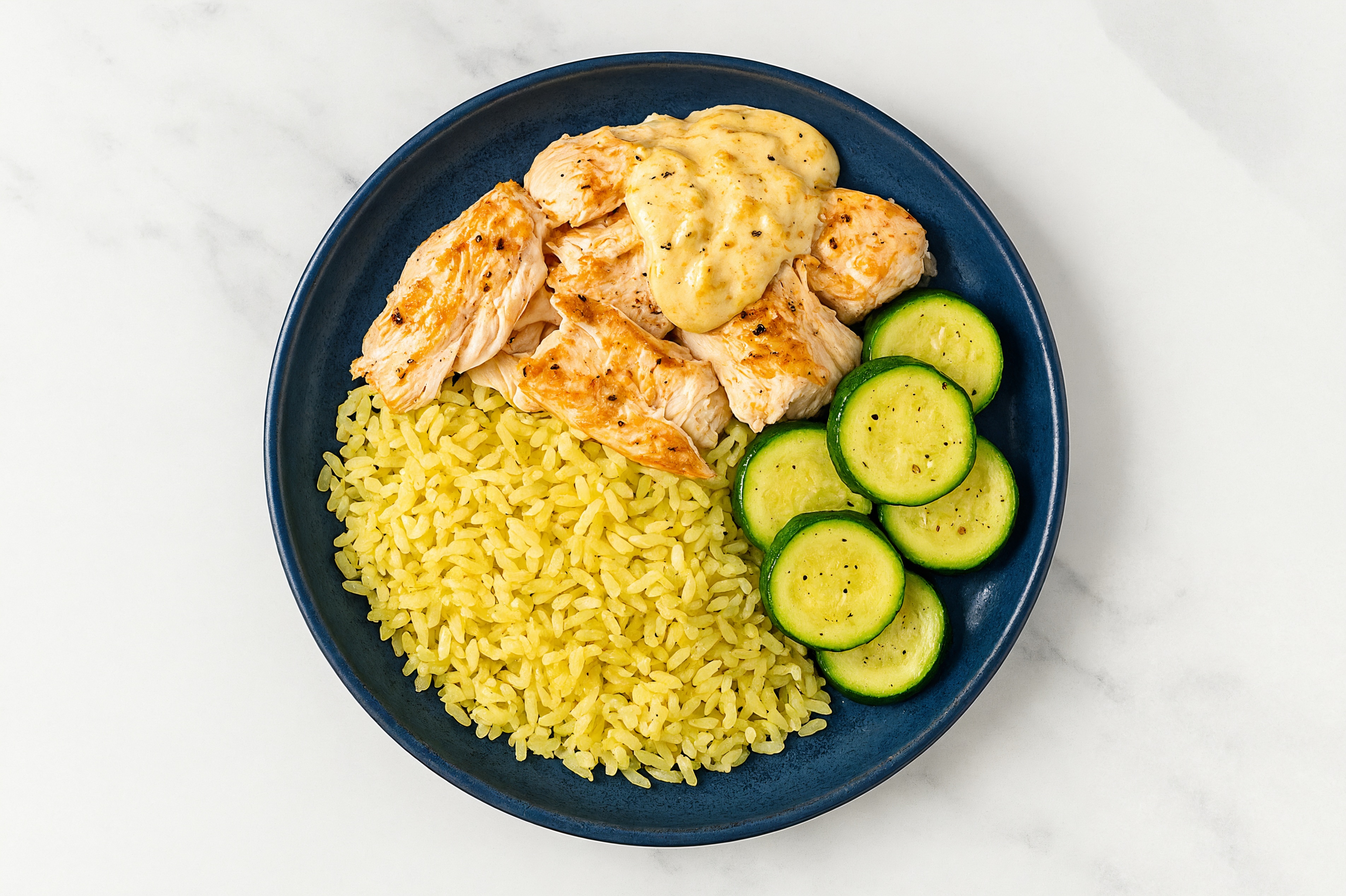 Street Corn Trout + Jasmine Rice Bowl with Fresh Zucchini