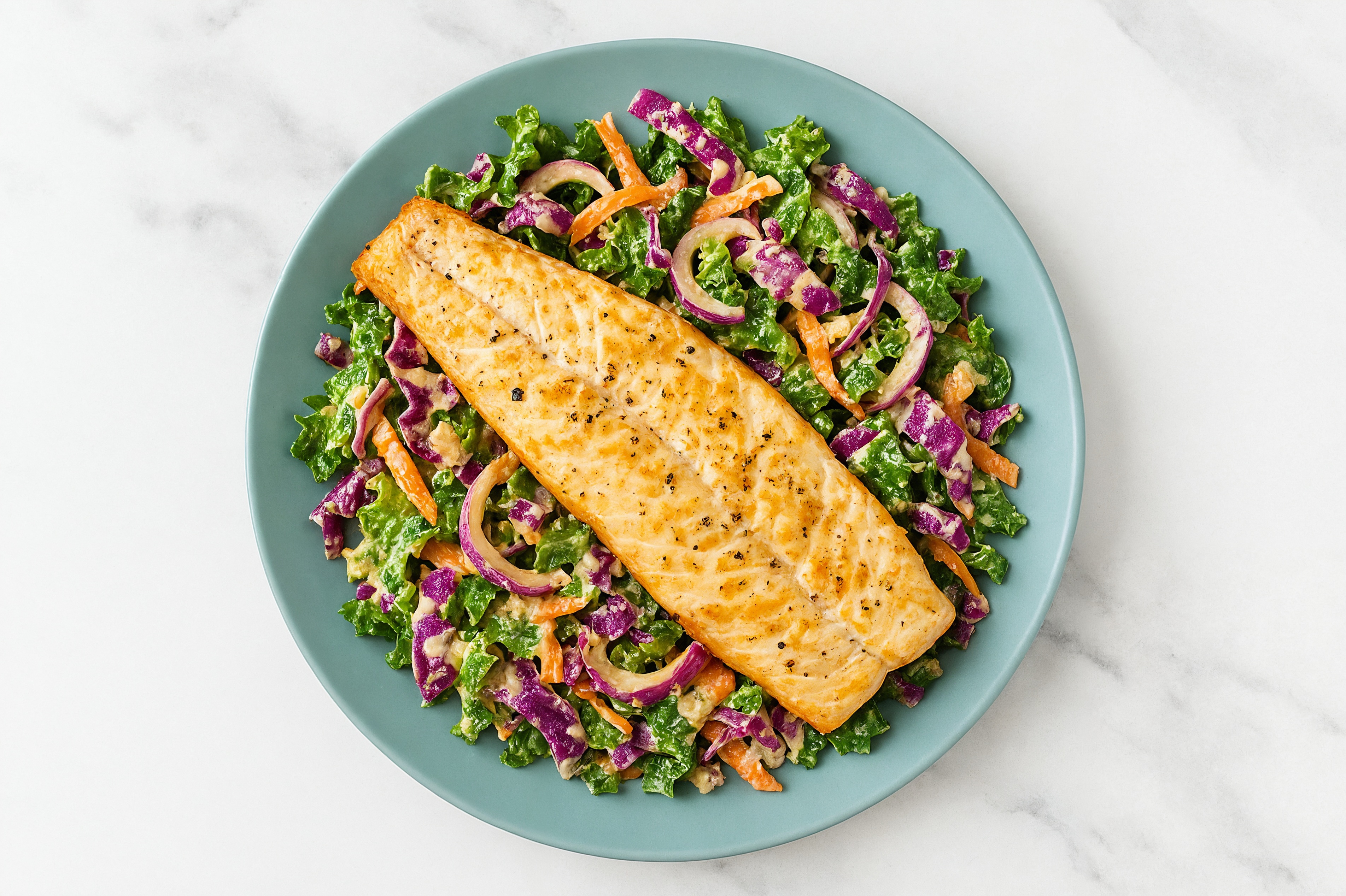 Rainbow Salad with Trout, Onion & House Dressing