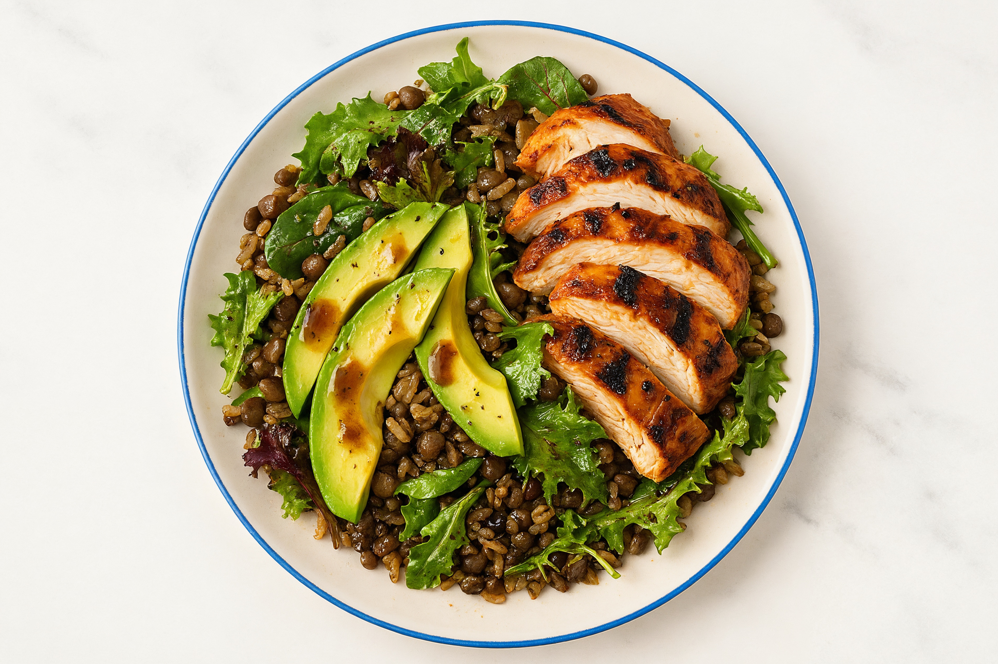 Spicy Balsamic Chicken + Avocado Grain Salad