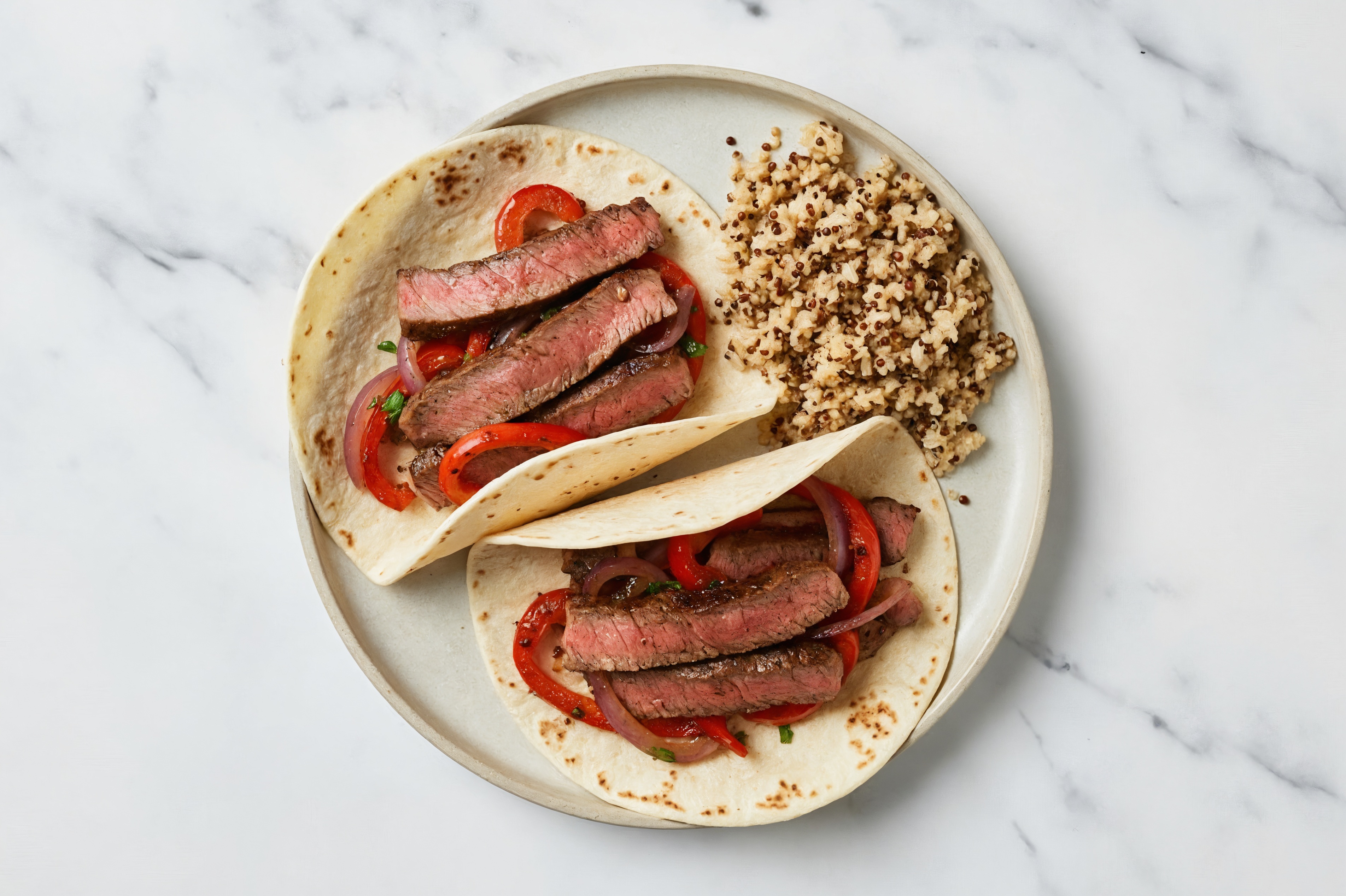 XL Beef Sirloin Steak Fajita Tacos with Brown Rice