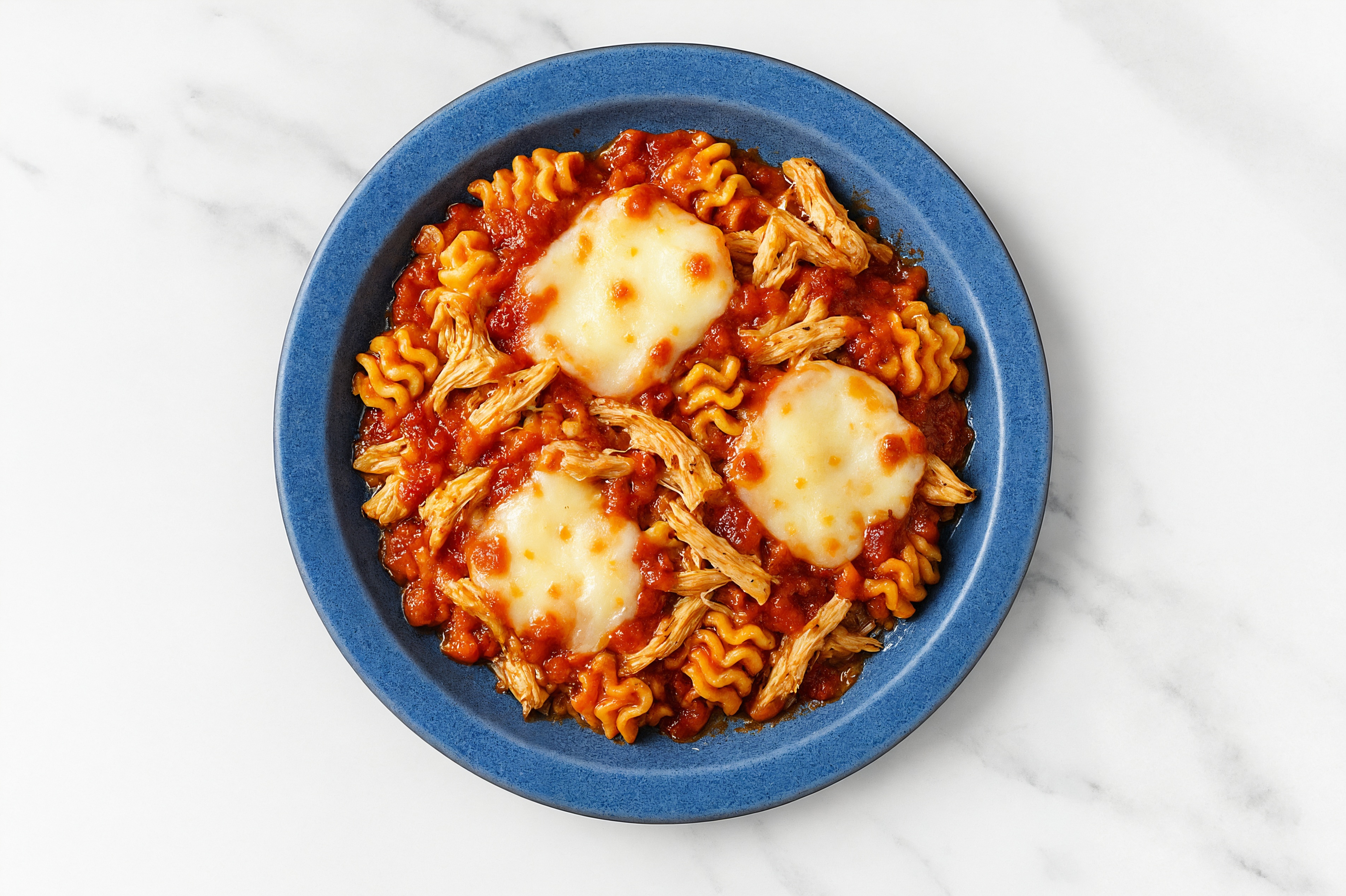 Protein Chicken Parmesan Pasta Casserole with Mozzarella Ball