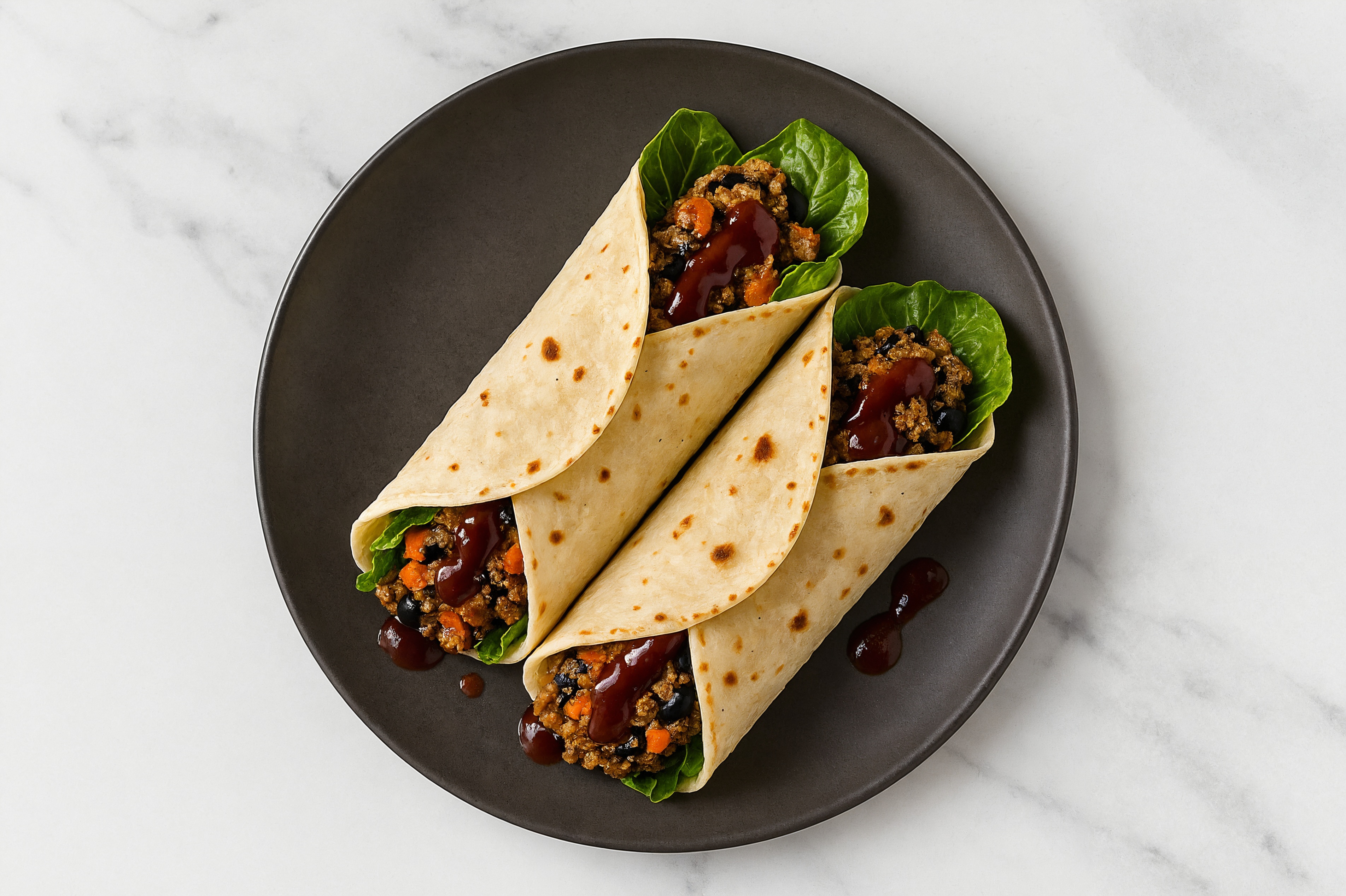 BBQ Black Bean Burger Wrap with Original BBQ Sauce