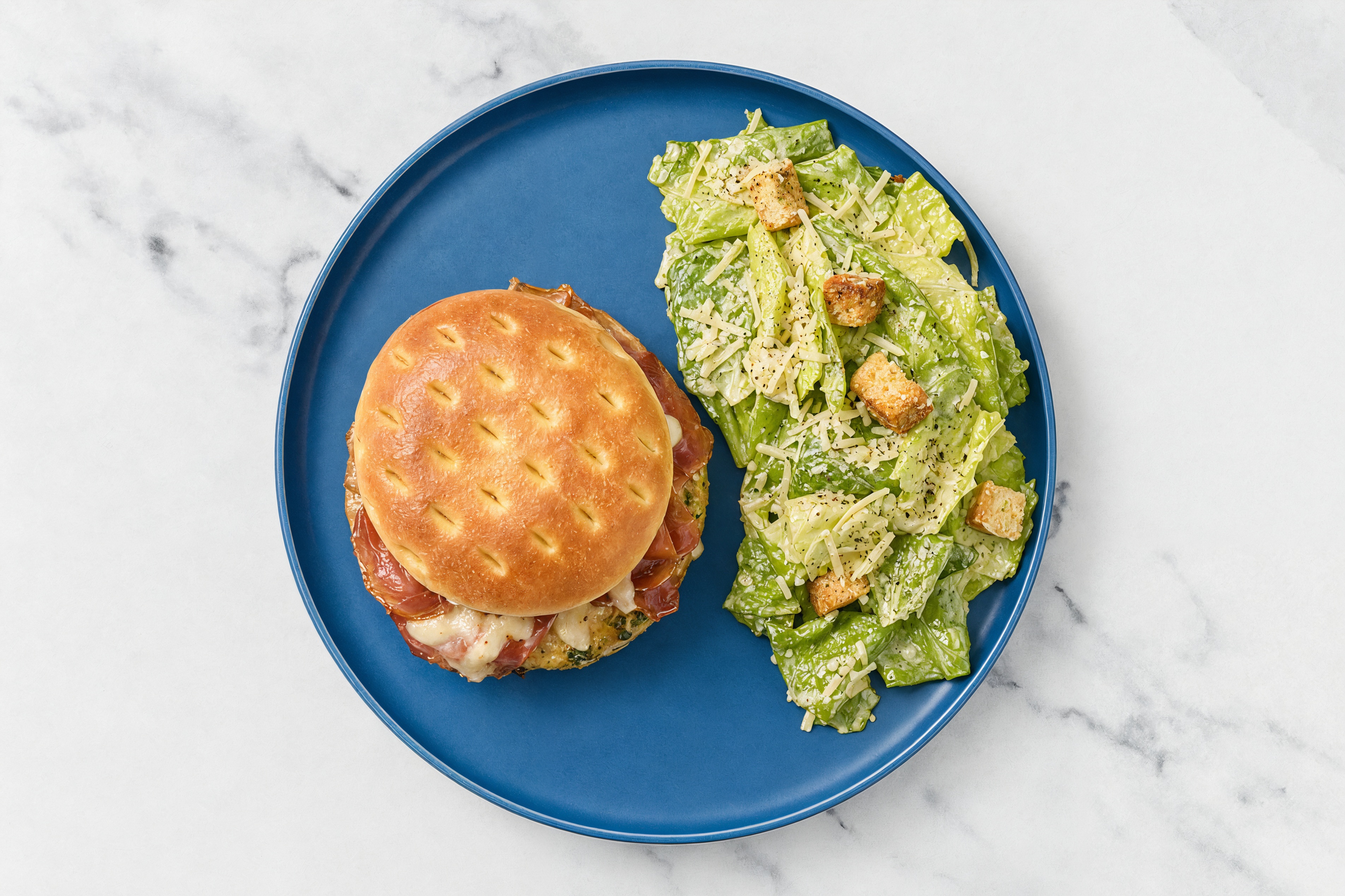 Herby Air Fryer Italian Turkey Burger + Caesar Salad