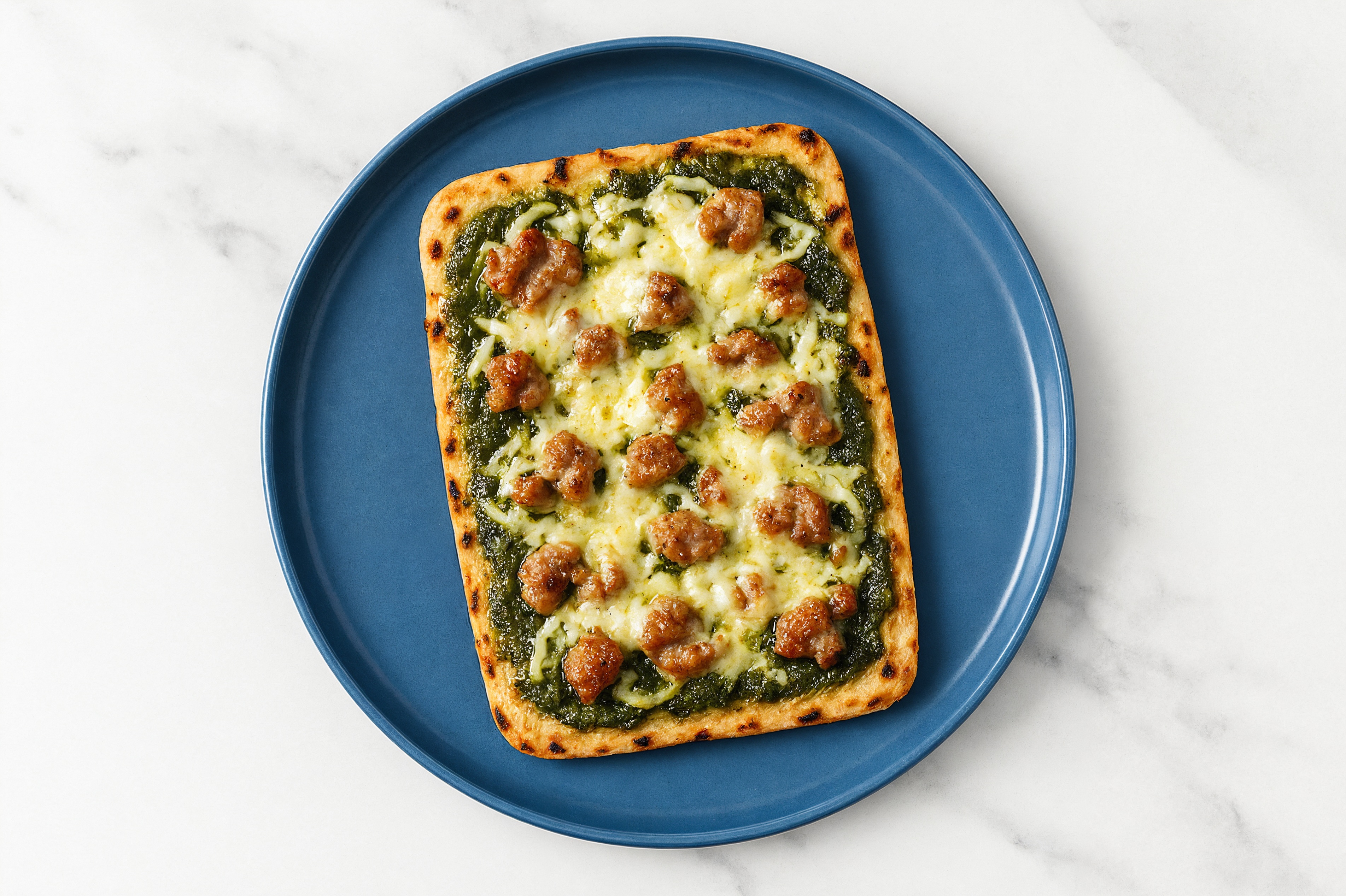 Pesto Pork Sausage Pizza