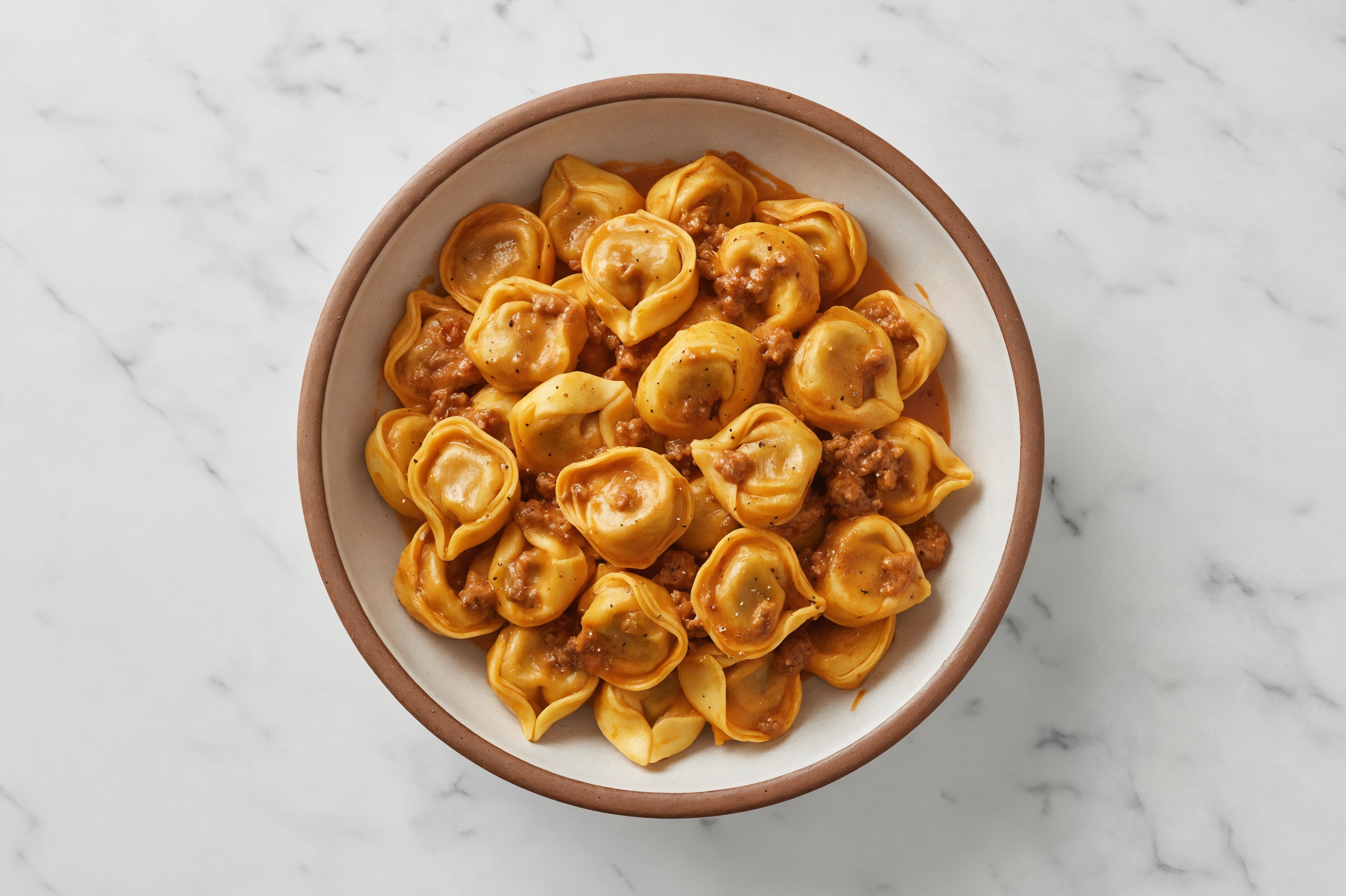 Cheese Tortelloni with Creamy Bison Meat Sauce