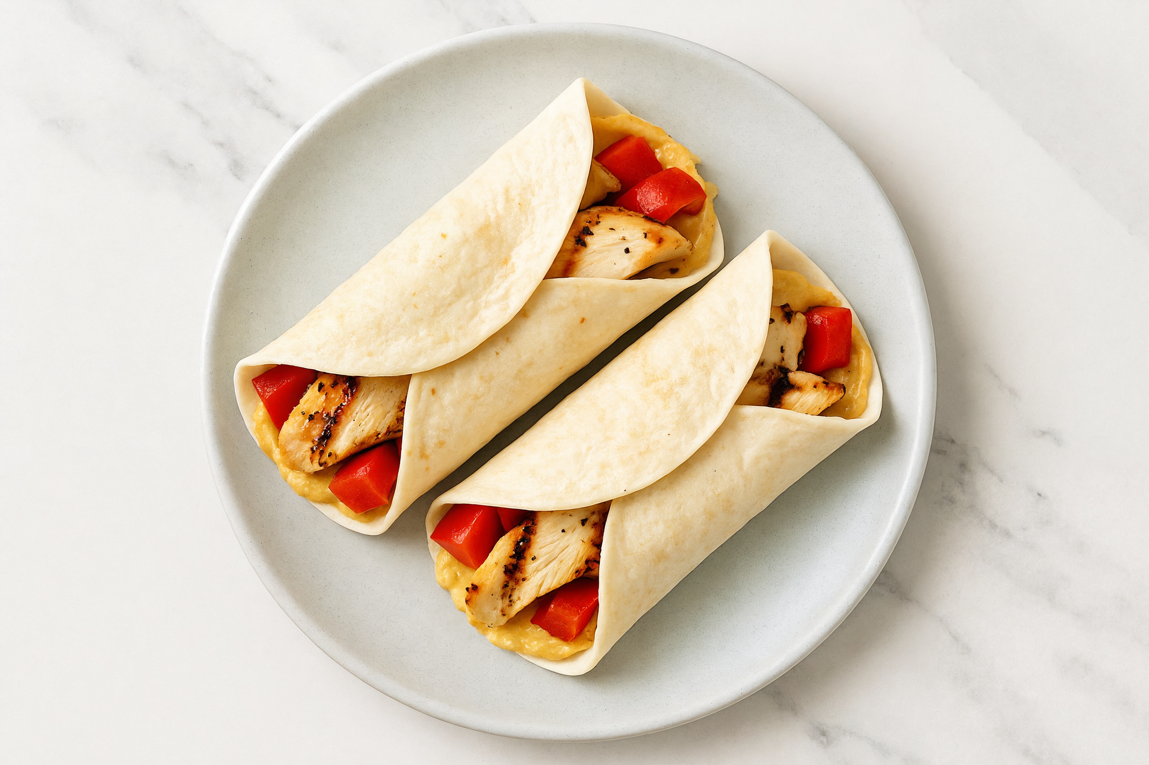 Lemony Seasoned Grilled Chicken Breast Olive Oil Sea Salt Hummus Protein Wrap