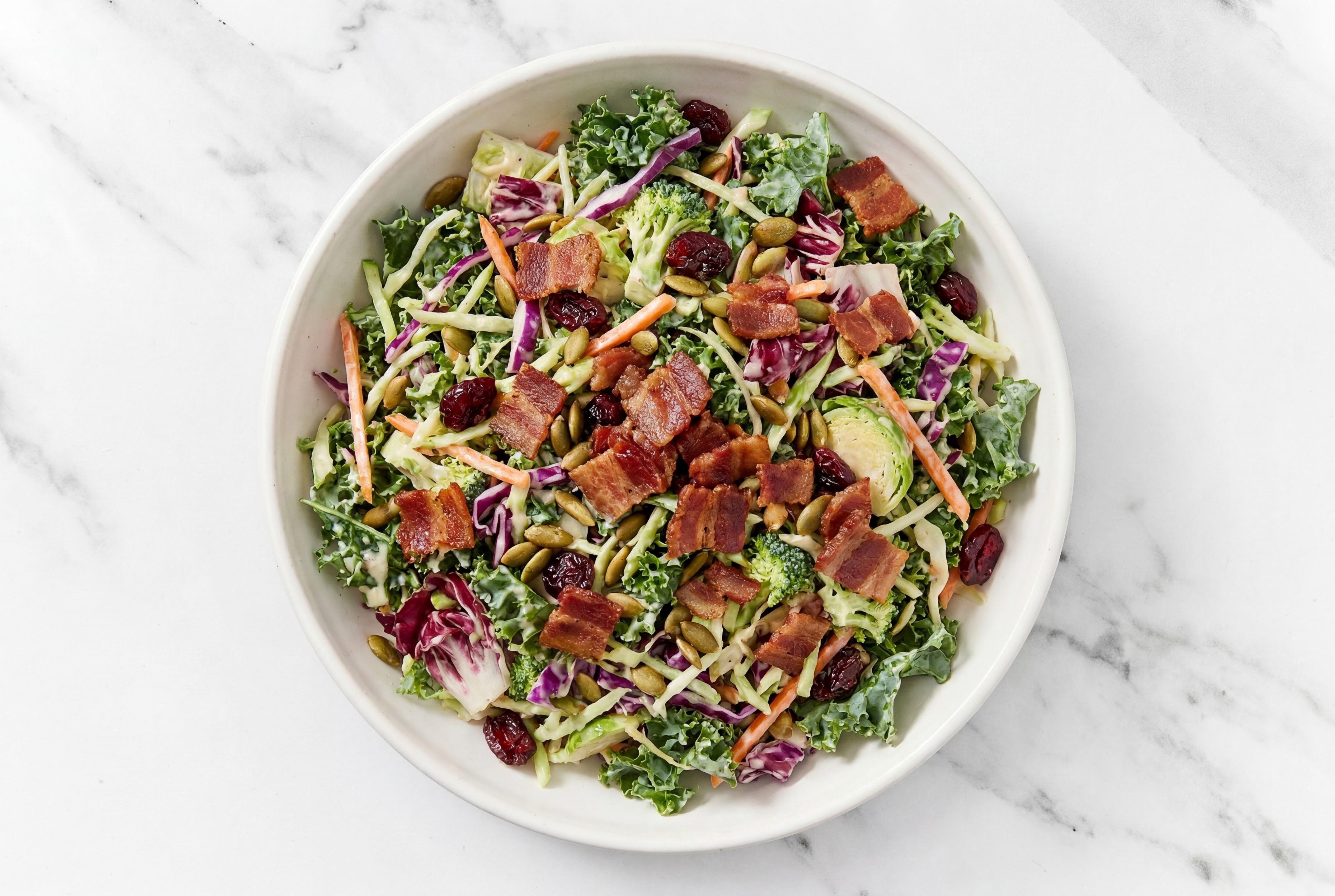 Crumbled Maple Bacon Sweet Kale Salad