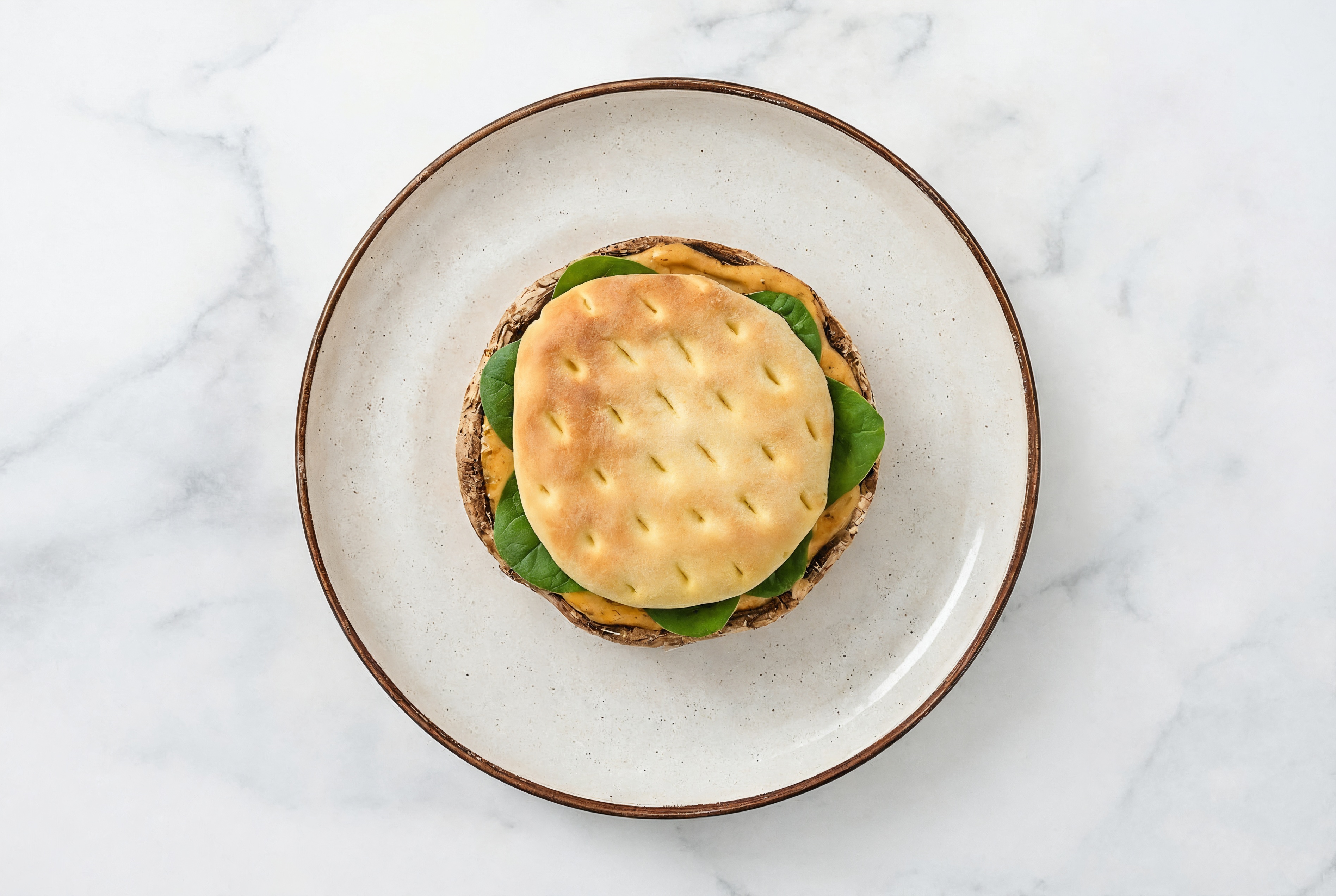  Portabella Mushroom on Brioche with BBQ Sauce + Baby Spinach