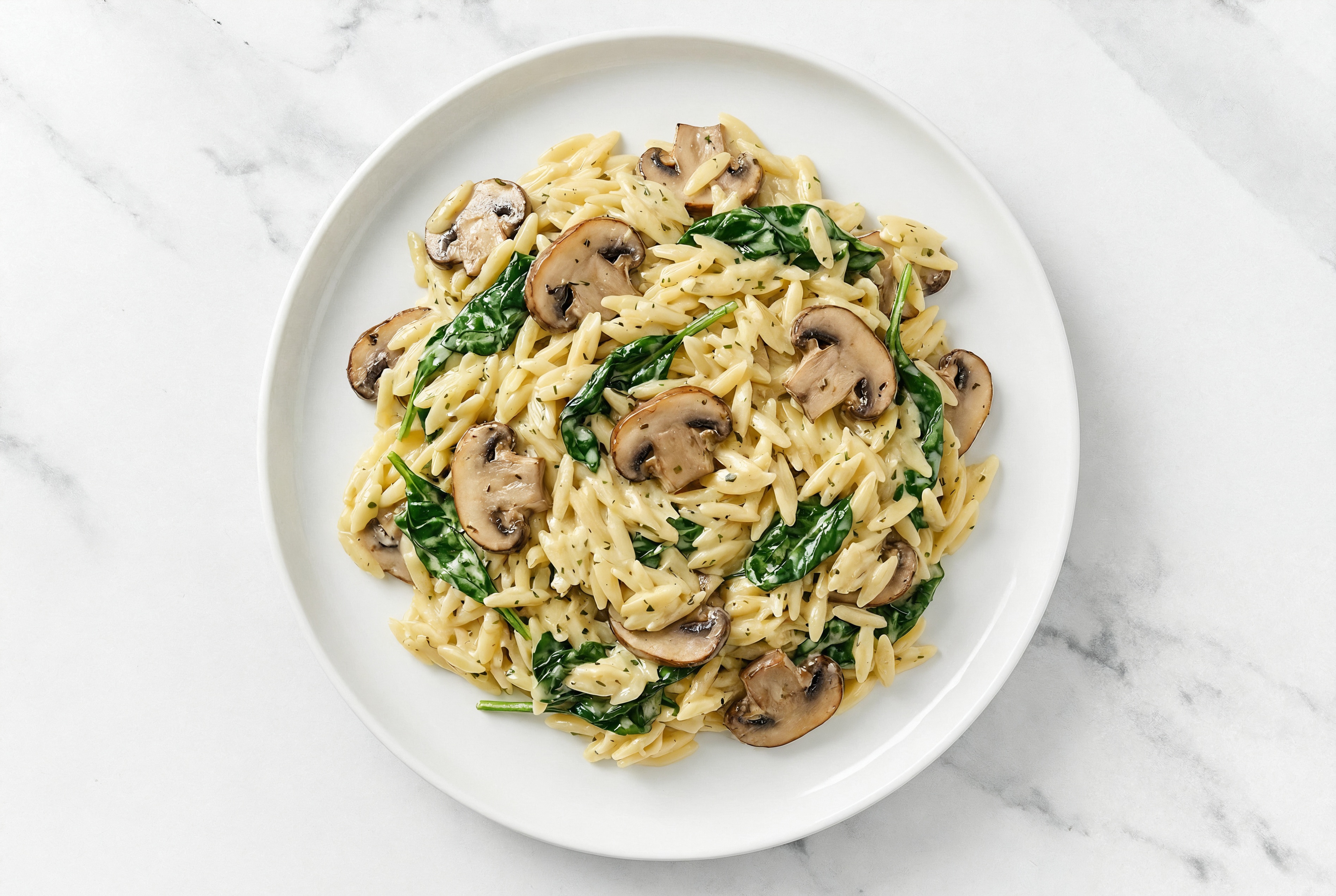 Spinach + Mushroom Orzo Herb Cream