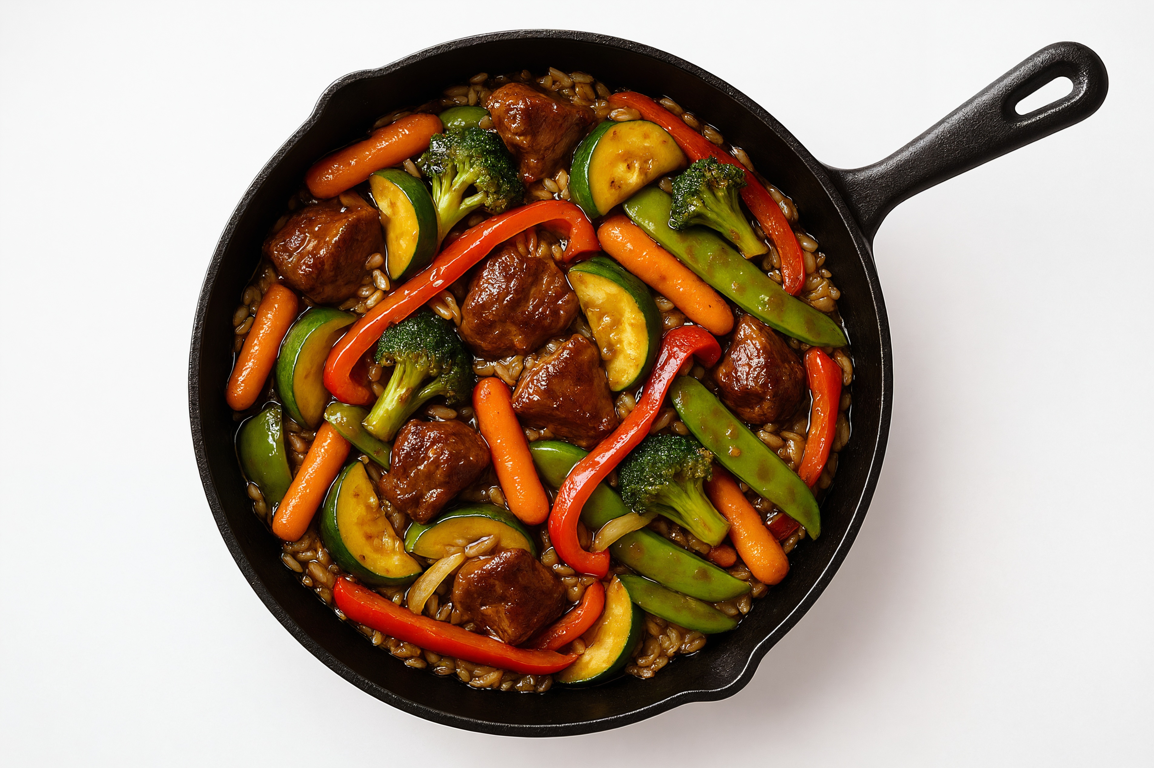 Teriyaki Veggie + Lamb Stir-Fry with Long Grain White Rice