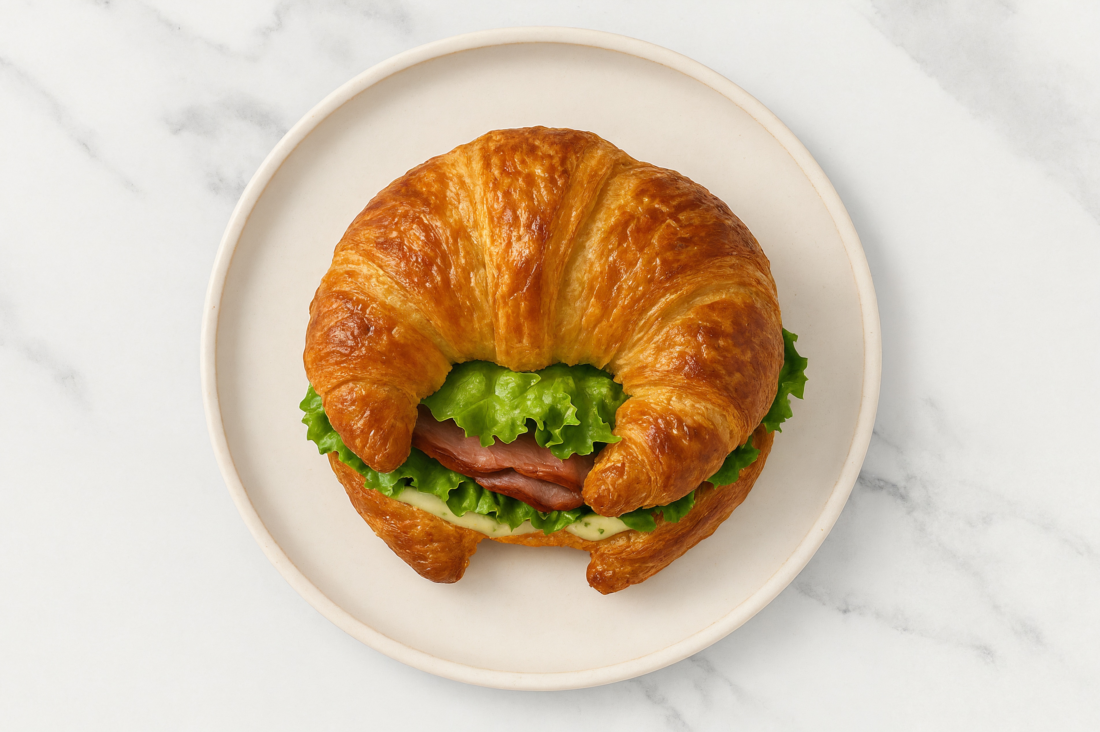 Roast Beef + Lettuce Sandwich with Croissant Buns + Creamy Jalapeño Sauce
