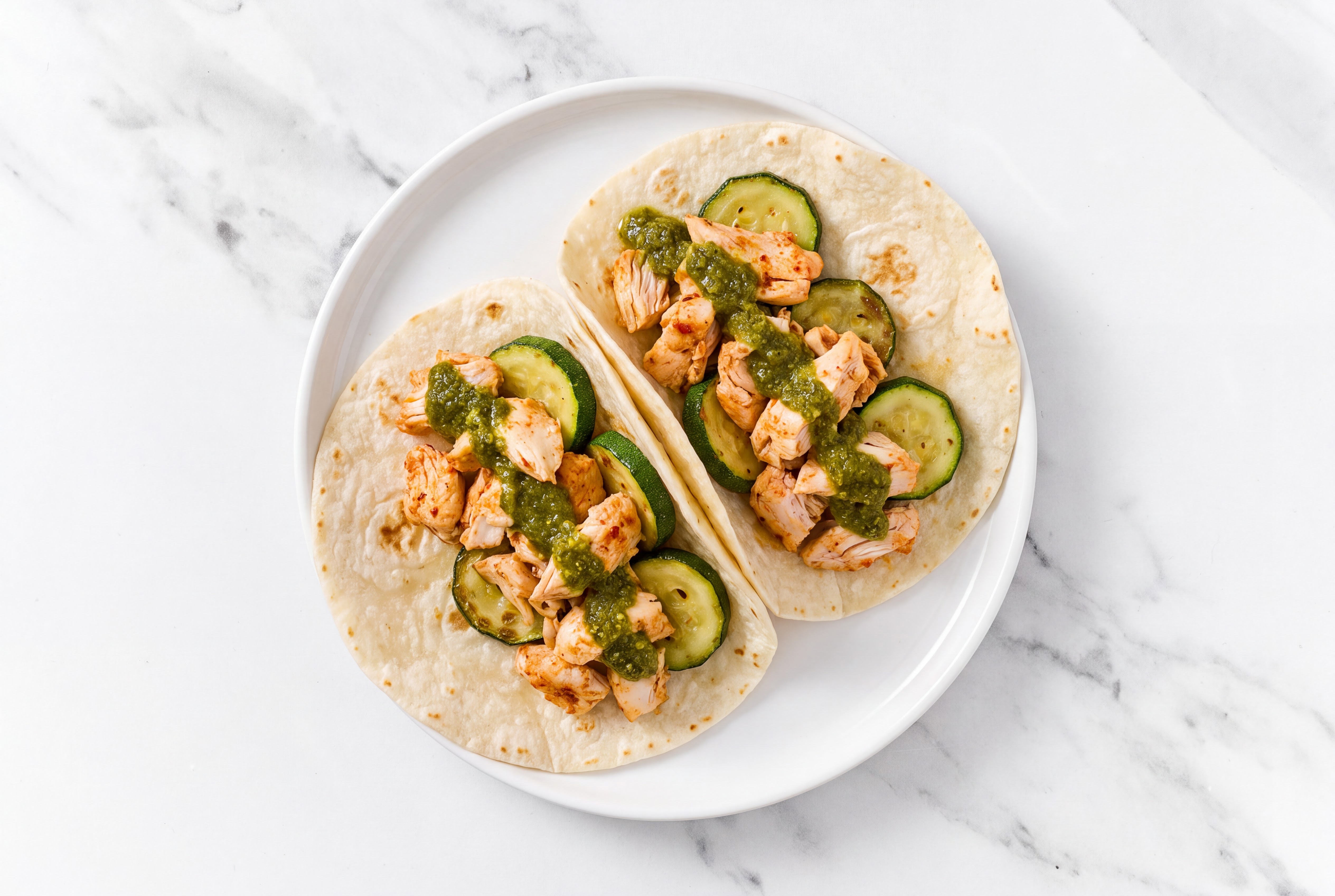 Zhoug Chile Chicken + Zucchini Tacos