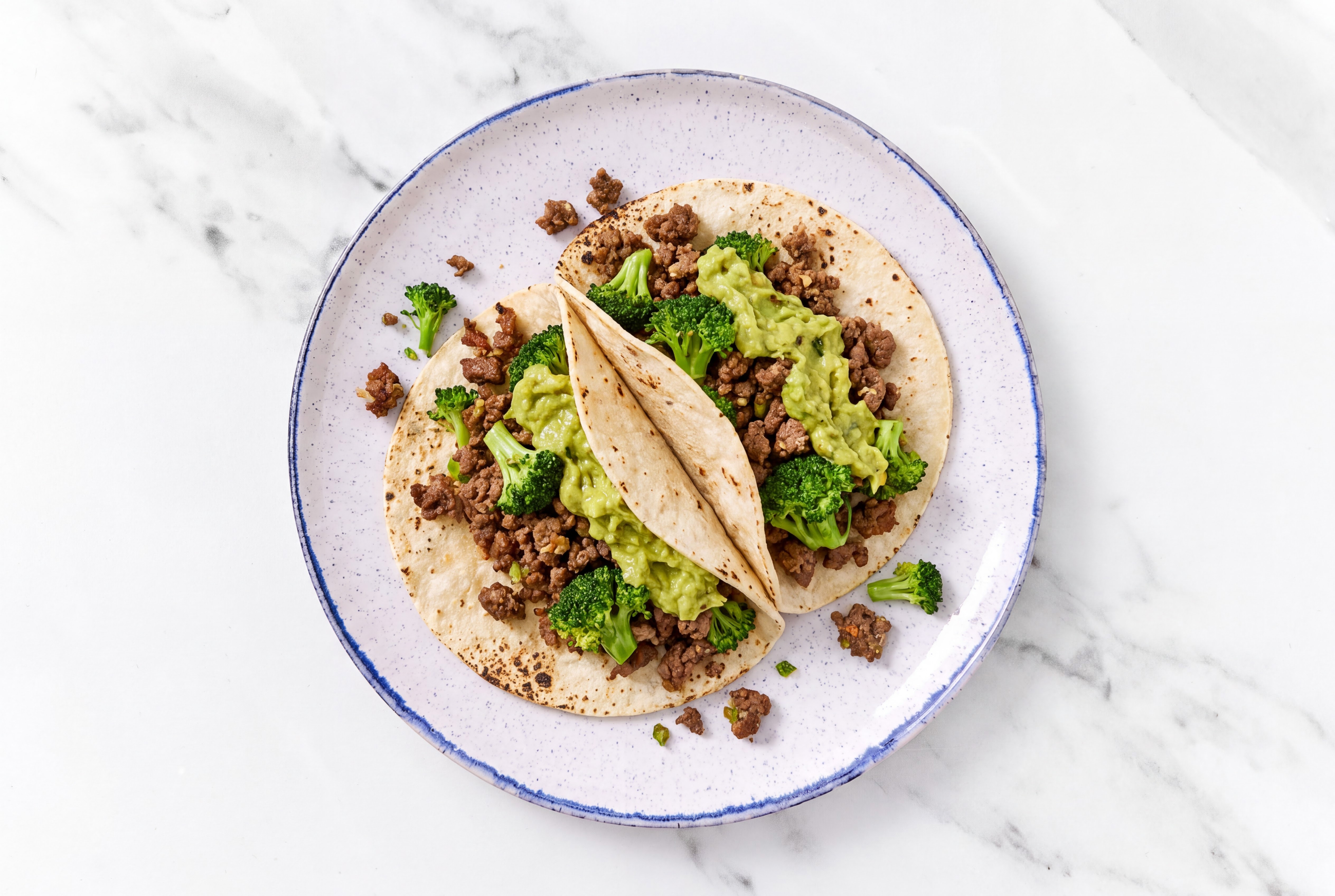 Creamy 93/7 Lean Ground Beef + Broccoli Tostadas