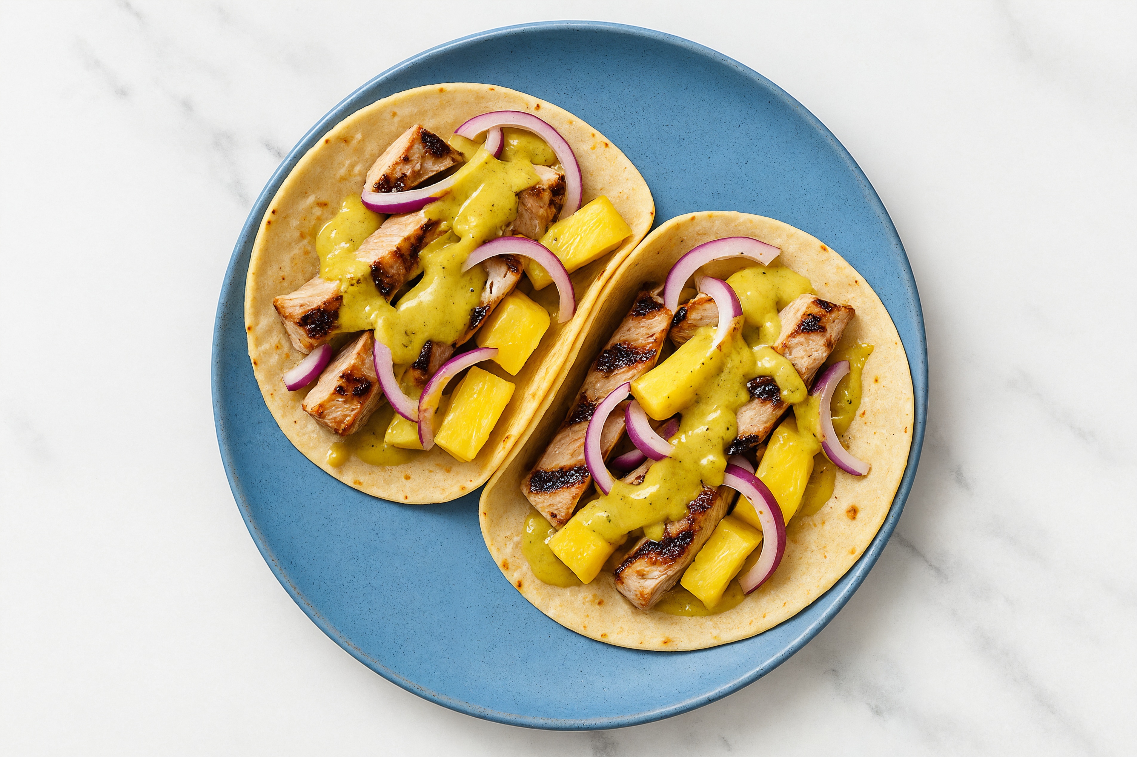  Coconut Curry Pork Chop Tacos with Pineapple + Red Onion