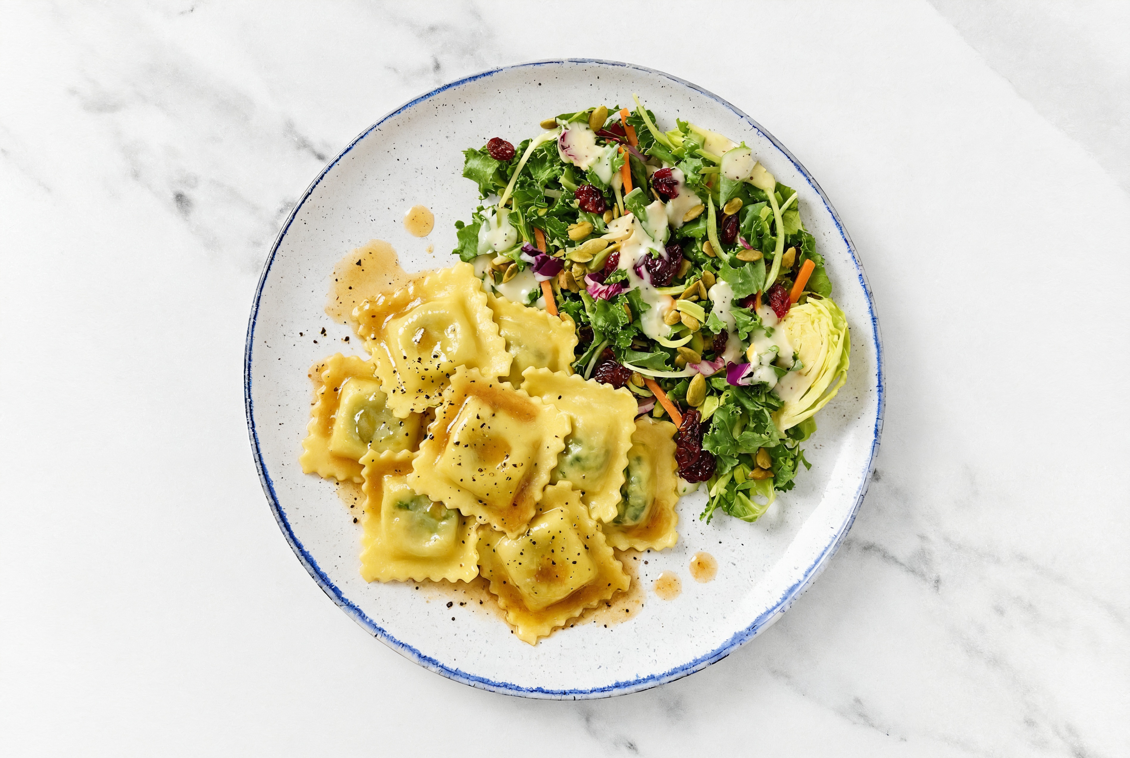  Brown Salted Butter Spinach Ricotta Ravioli + Side Salad