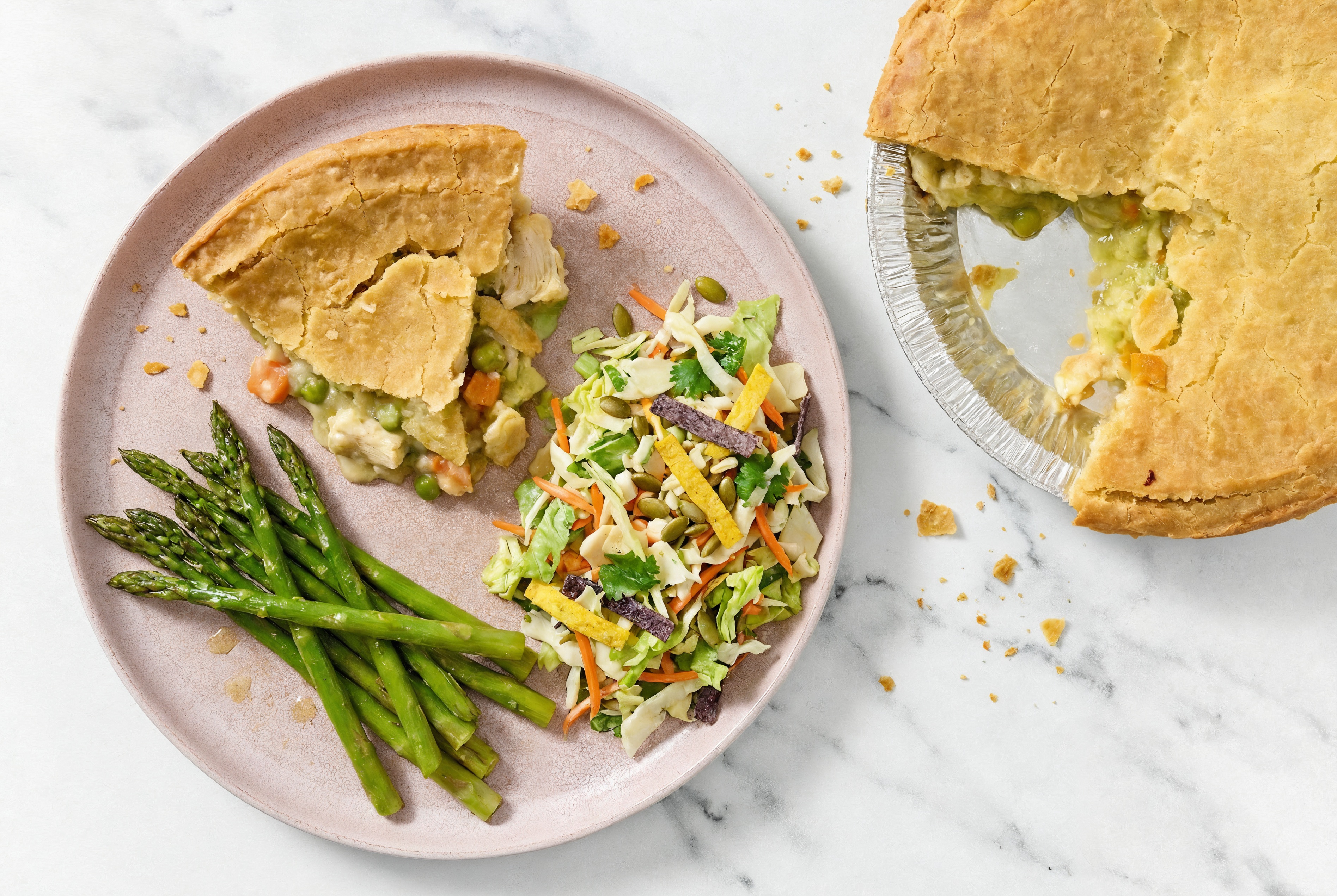 Chicken Pot Pie with Asparagus & Southwest Salad