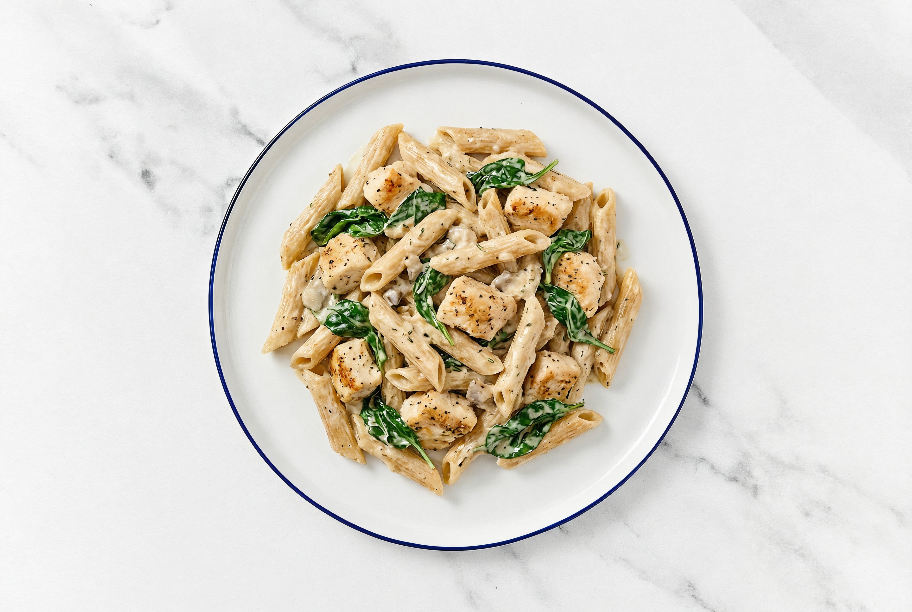 Rustic Pasta Truffle with Chicken Breast + Baby Spinach